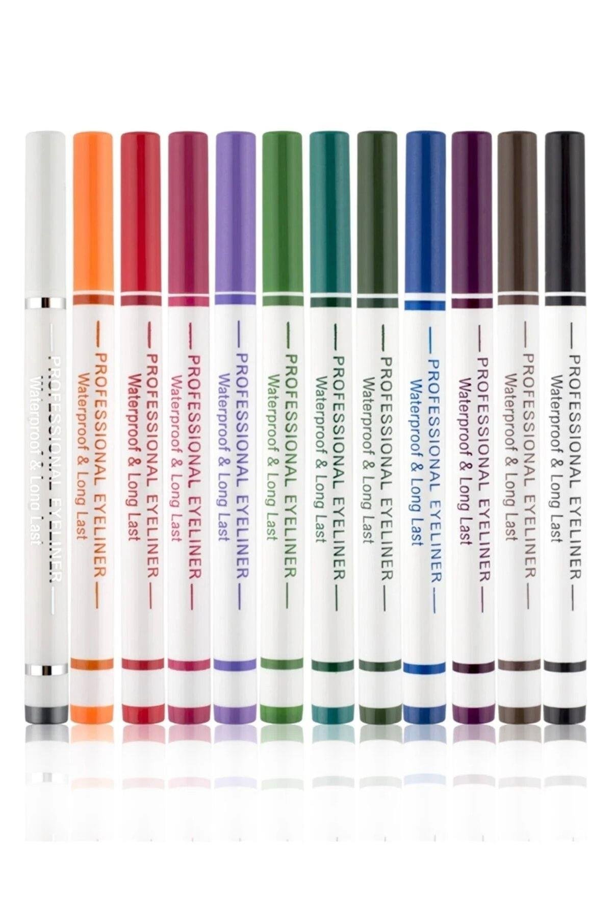 12 Renk Pen Eyeliner Seti