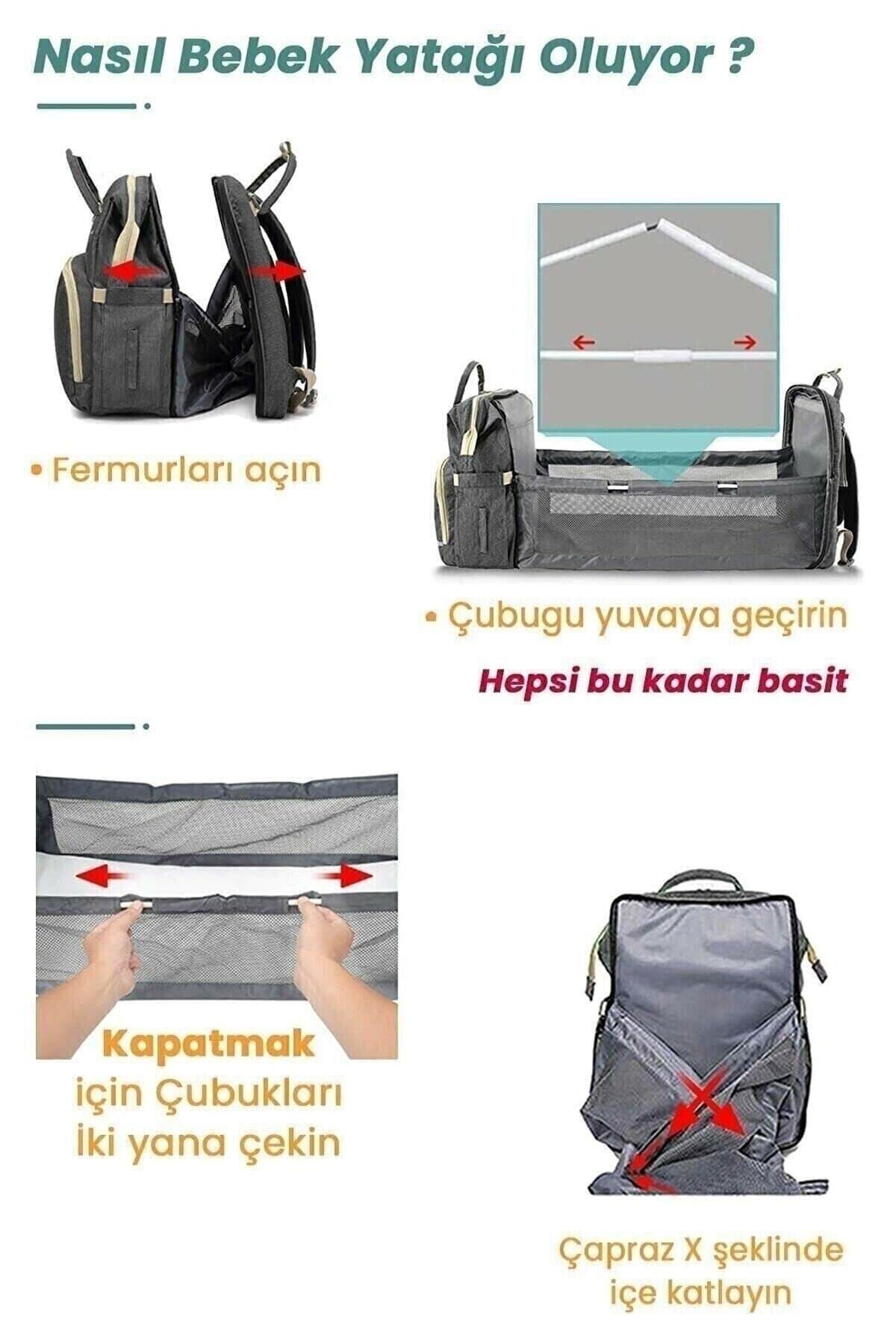 Bebek Bakım Çantası Hemşire Çanta Açılabilir Fonksiyonel Sıvı Geçirmez Puset Askılı Anne Çantası