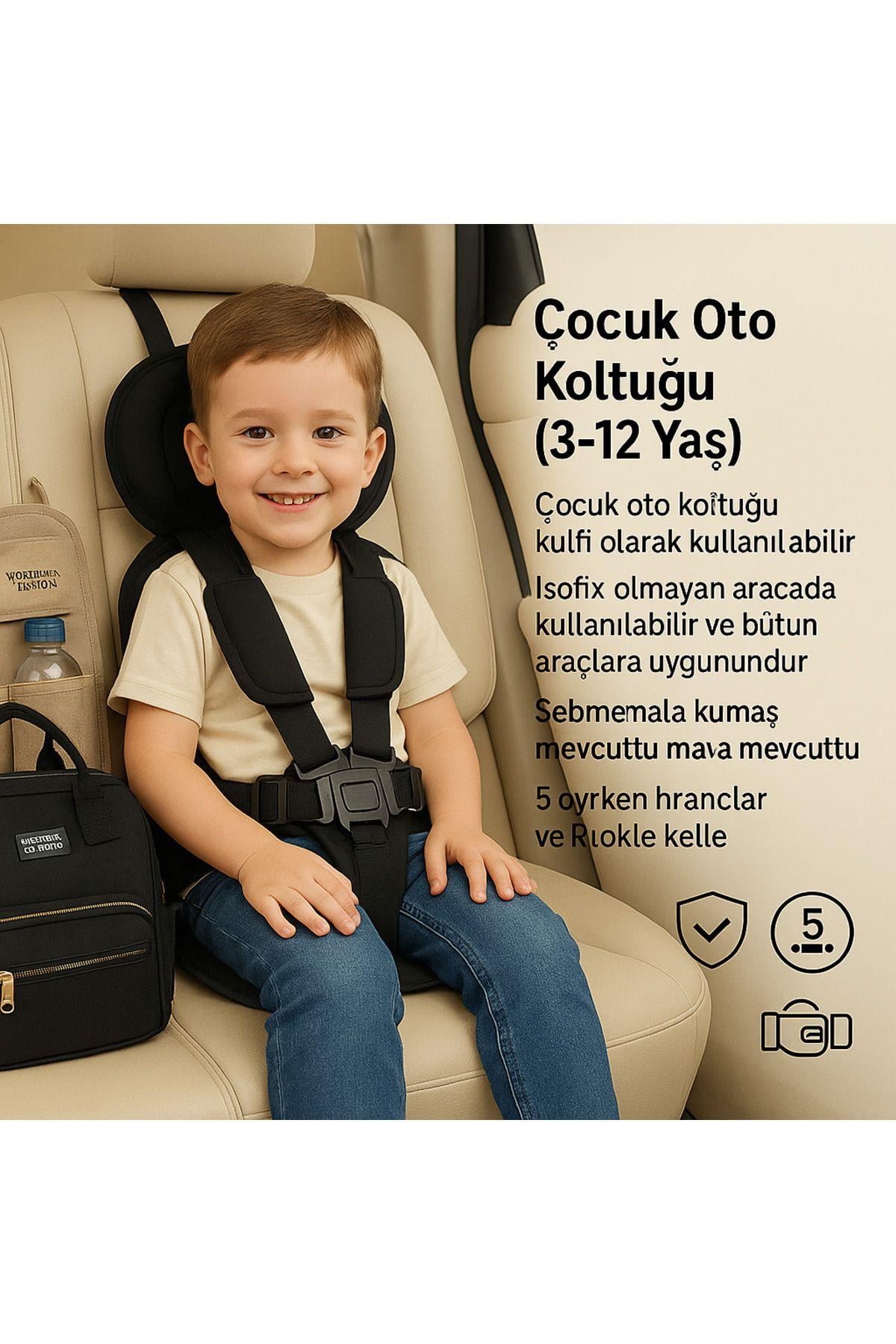 Bebek - Çoçuk Oto Koltuğu 3-12 Yaş Çoçuk Oto Koltuğu Emniyet Kemeri