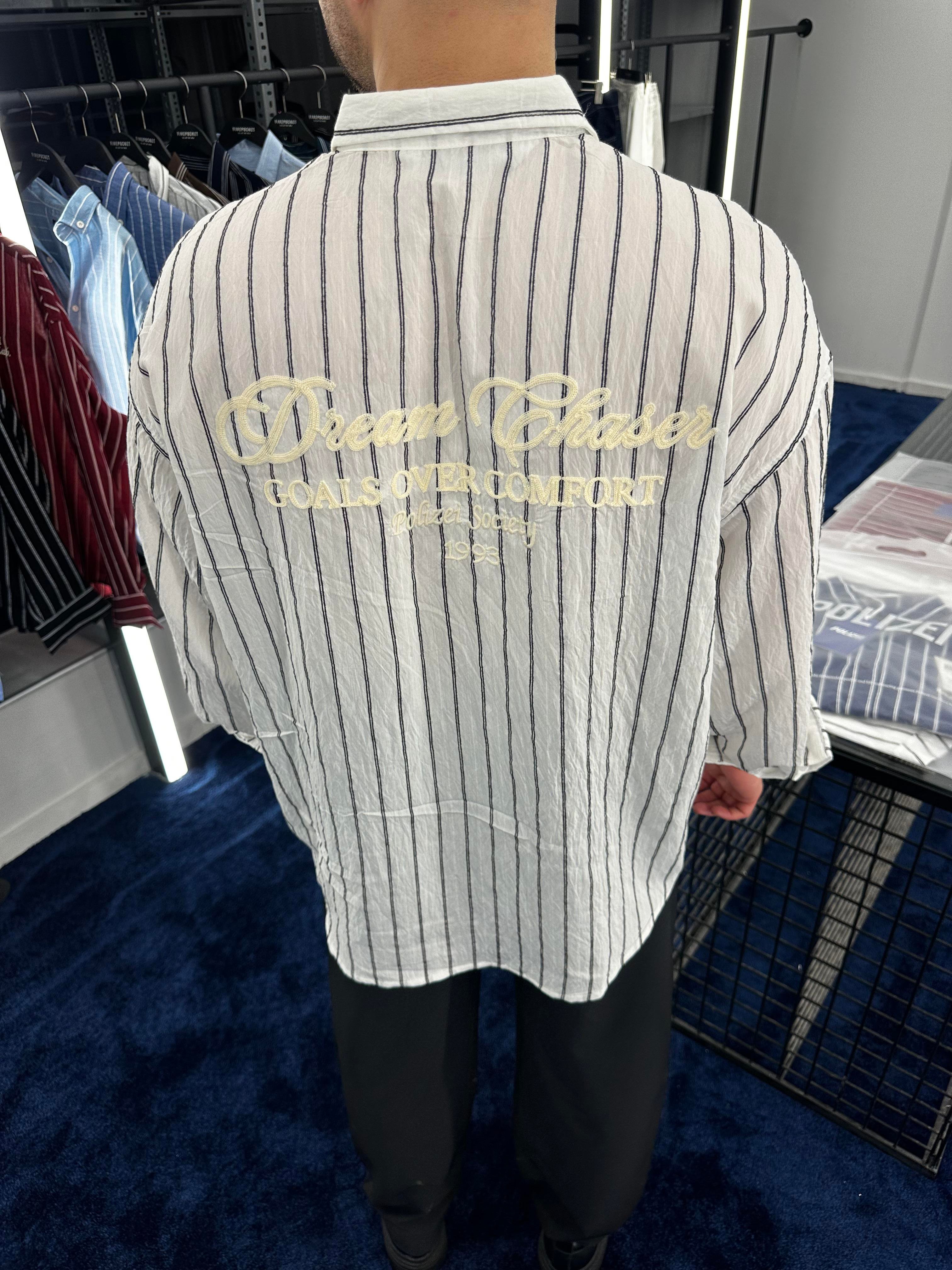 Beyaz Oversize Nakışlı Gömlek Plz