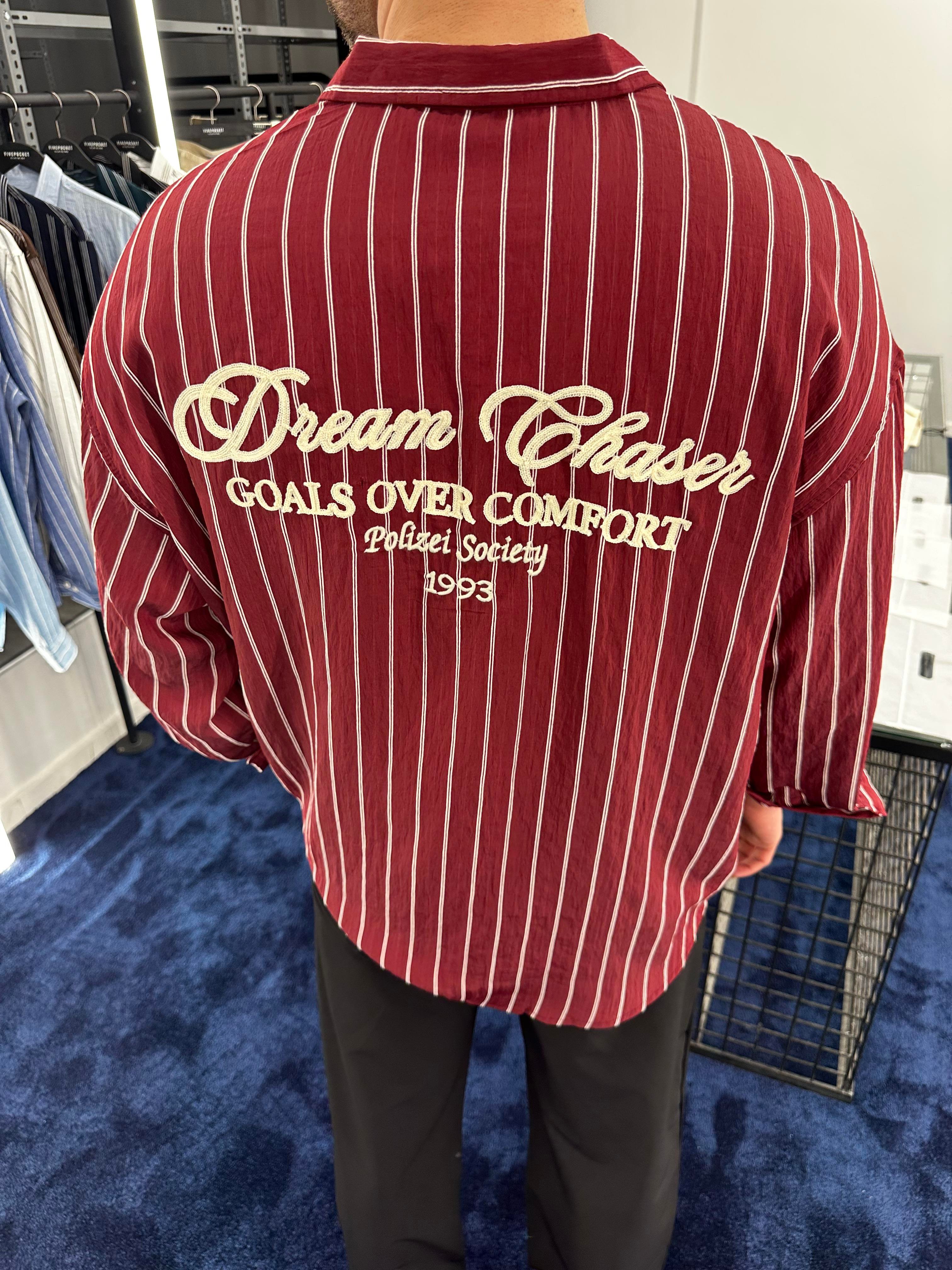 Bordo Oversize Nakışlı Gömlek Plz