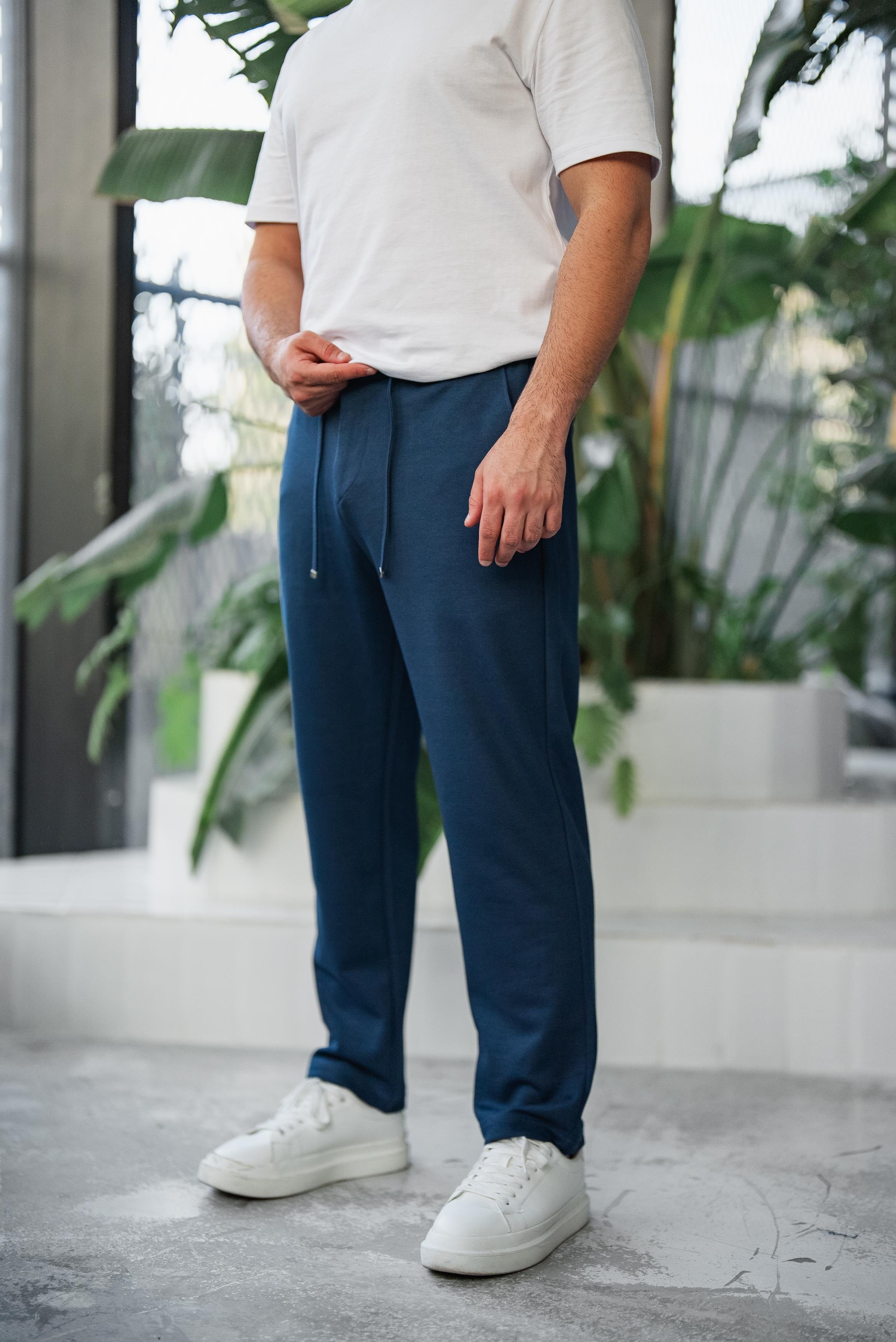 İndigo Diagonel Kumaş Baggy Pantolon 