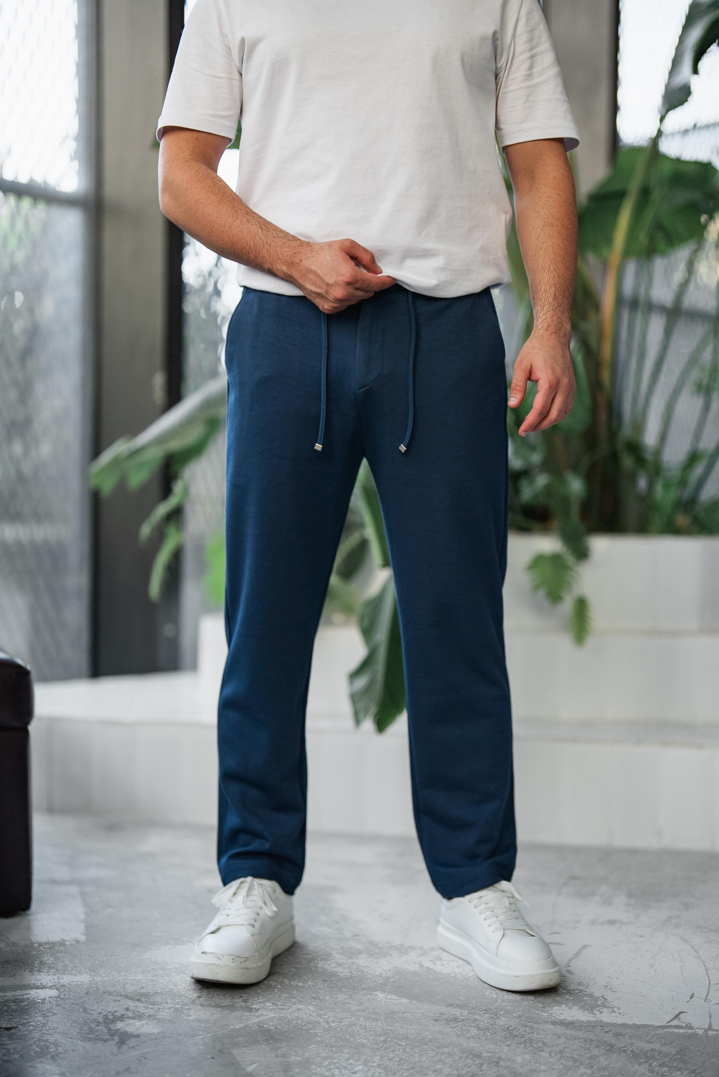 İndigo Diagonel Kumaş Baggy Pantolon 