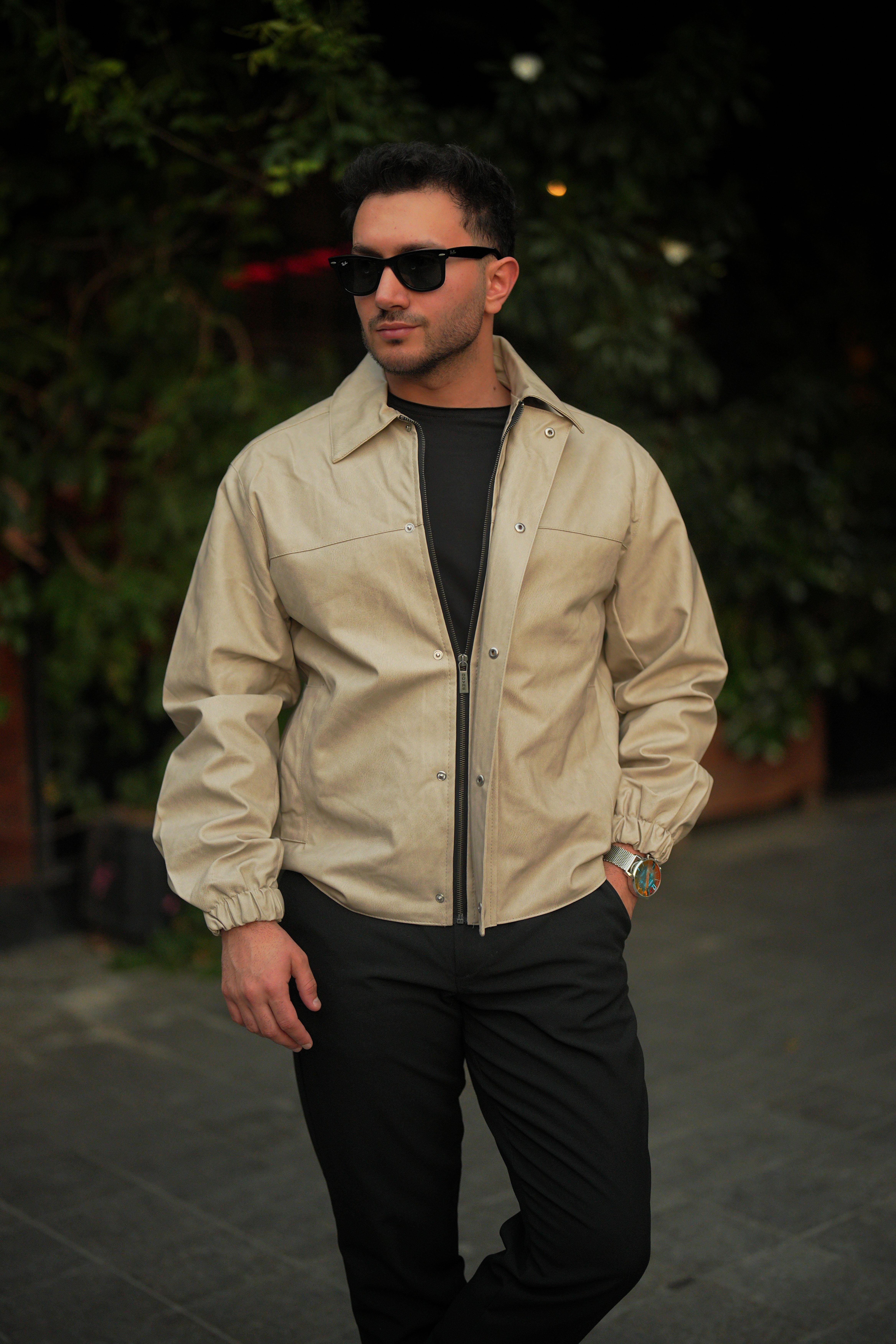 Krem Premium Deri Ceket