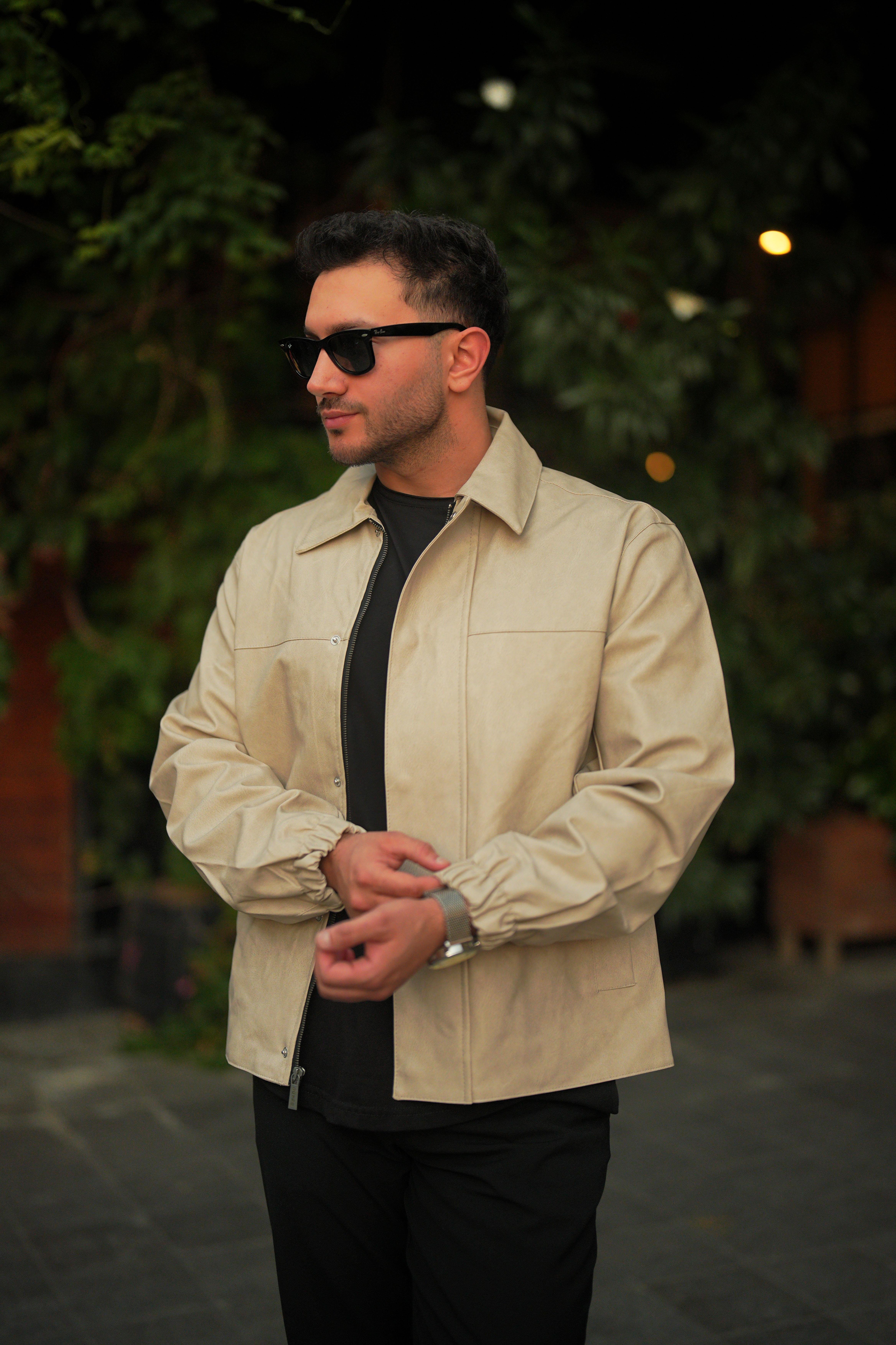 Krem Premium Deri Ceket