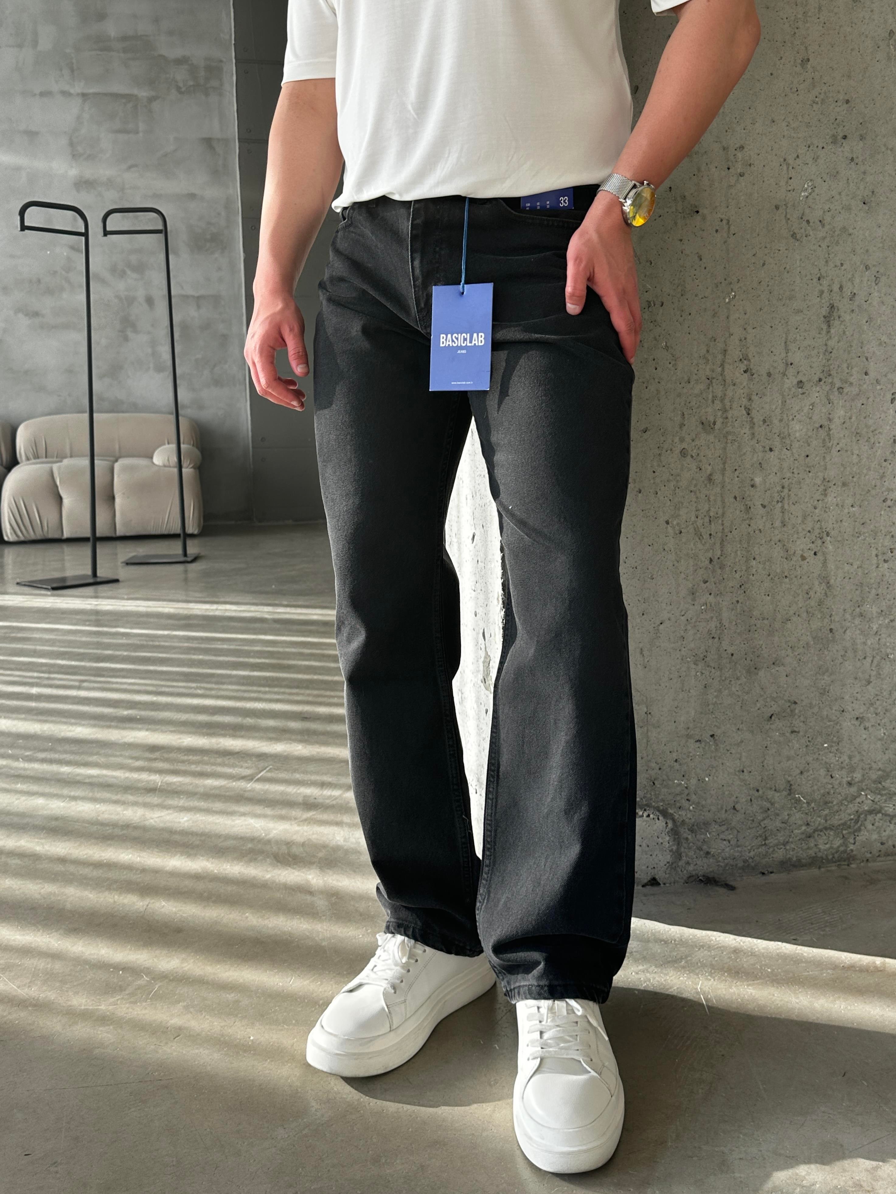 Siyah Baggy Fit Kot Pantolon