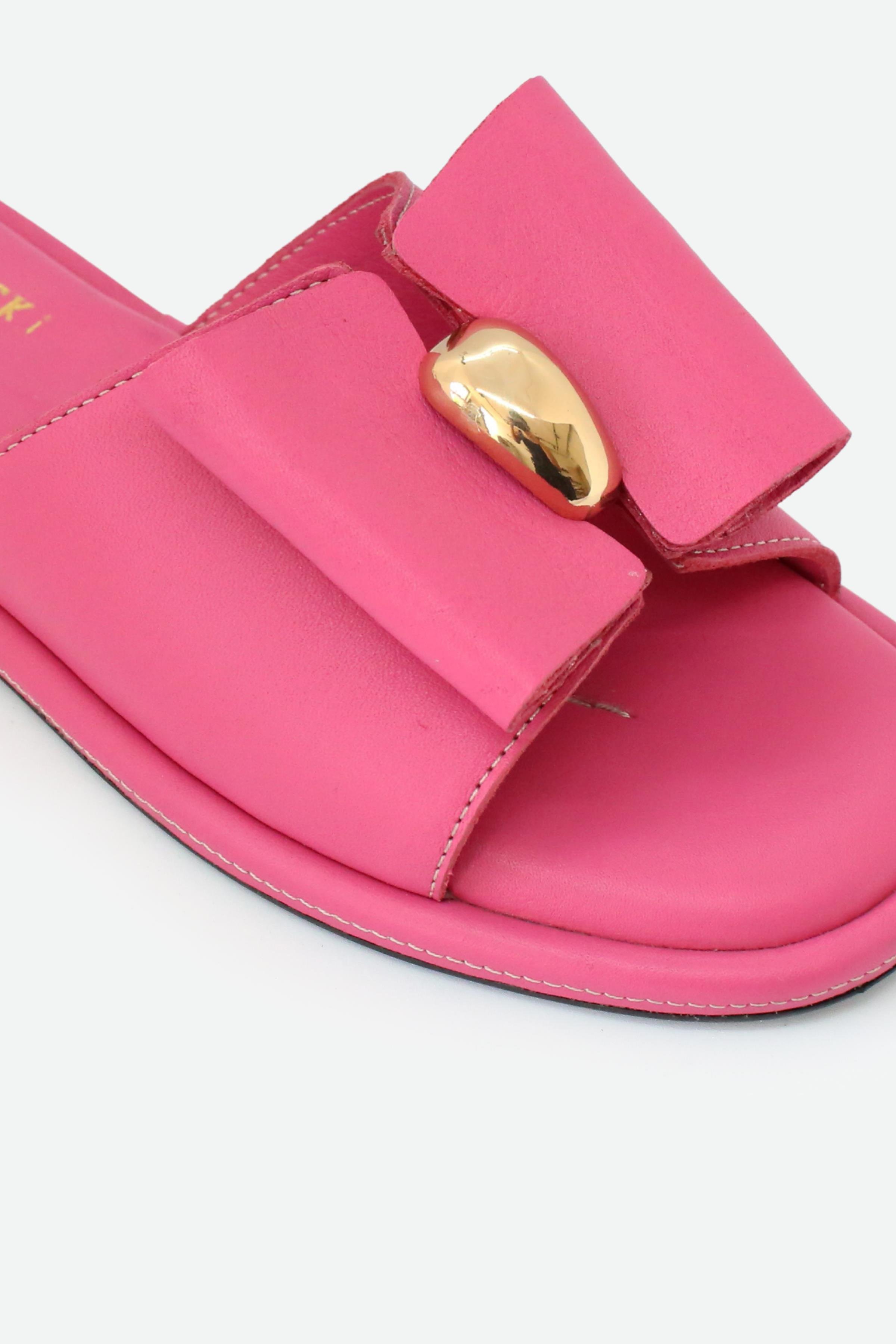 Let's Walk İRİS KADIN HAKİKİ DERİ TOKA DETAYLI TERLİK PEMBE
