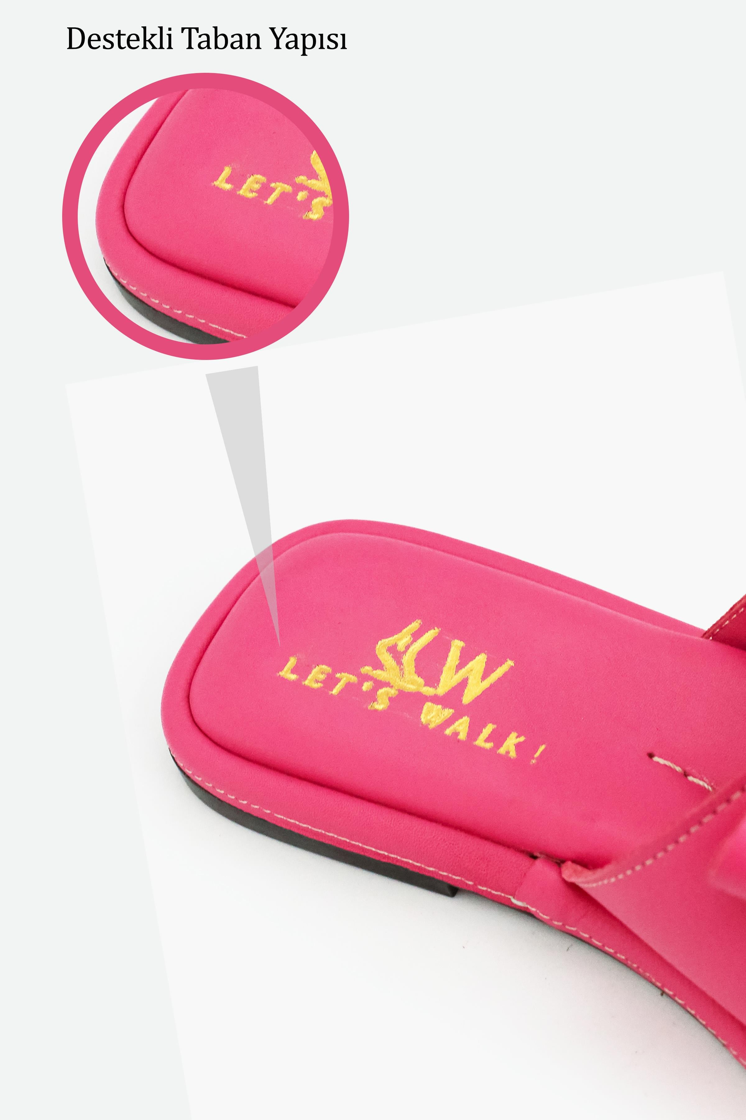 Let's Walk İRİS KADIN HAKİKİ DERİ TOKA DETAYLI TERLİK PEMBE