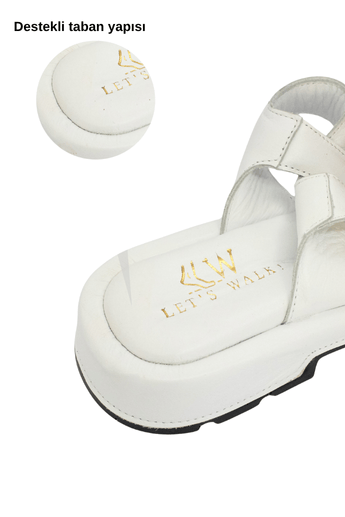 Let's Walk LYRA KADIN HAKİKİ DERİ SANDALET BEYAZ