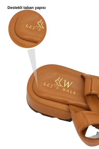 Let's Walk LYRA KADIN HAKİKİ DERİ SANDALET TABA