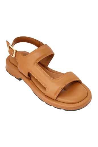 Let's Walk LYRA KADIN HAKİKİ DERİ SANDALET TABA