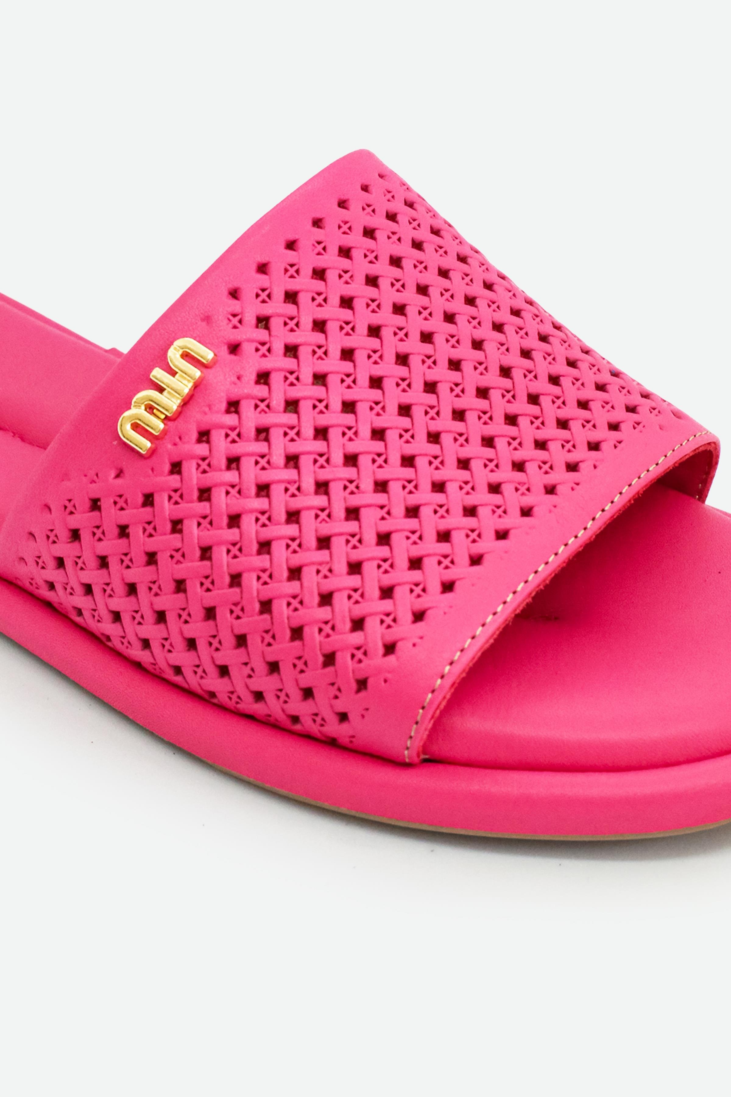 Let's Walk SOVNA KADIN HAKİKİ DERİ ÖRGÜ DETAYLI TERLİK PEMBE