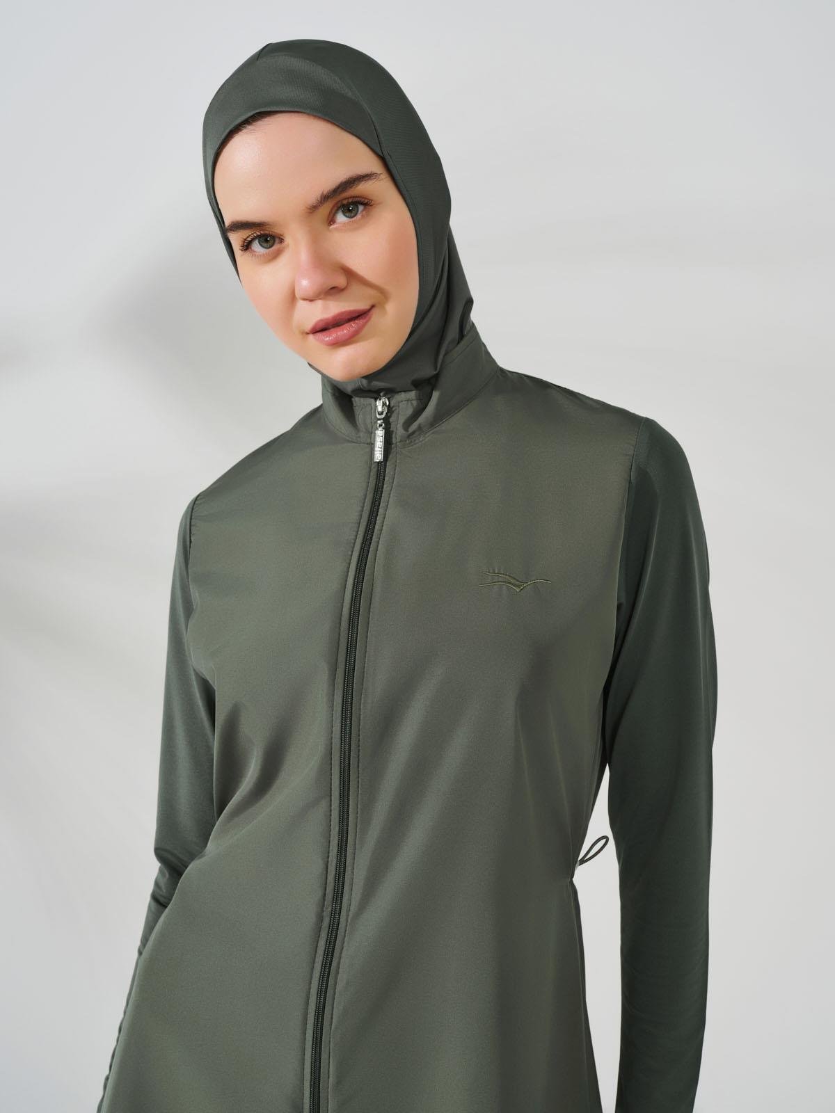Basic Uzun Tesettür Mayo Haki