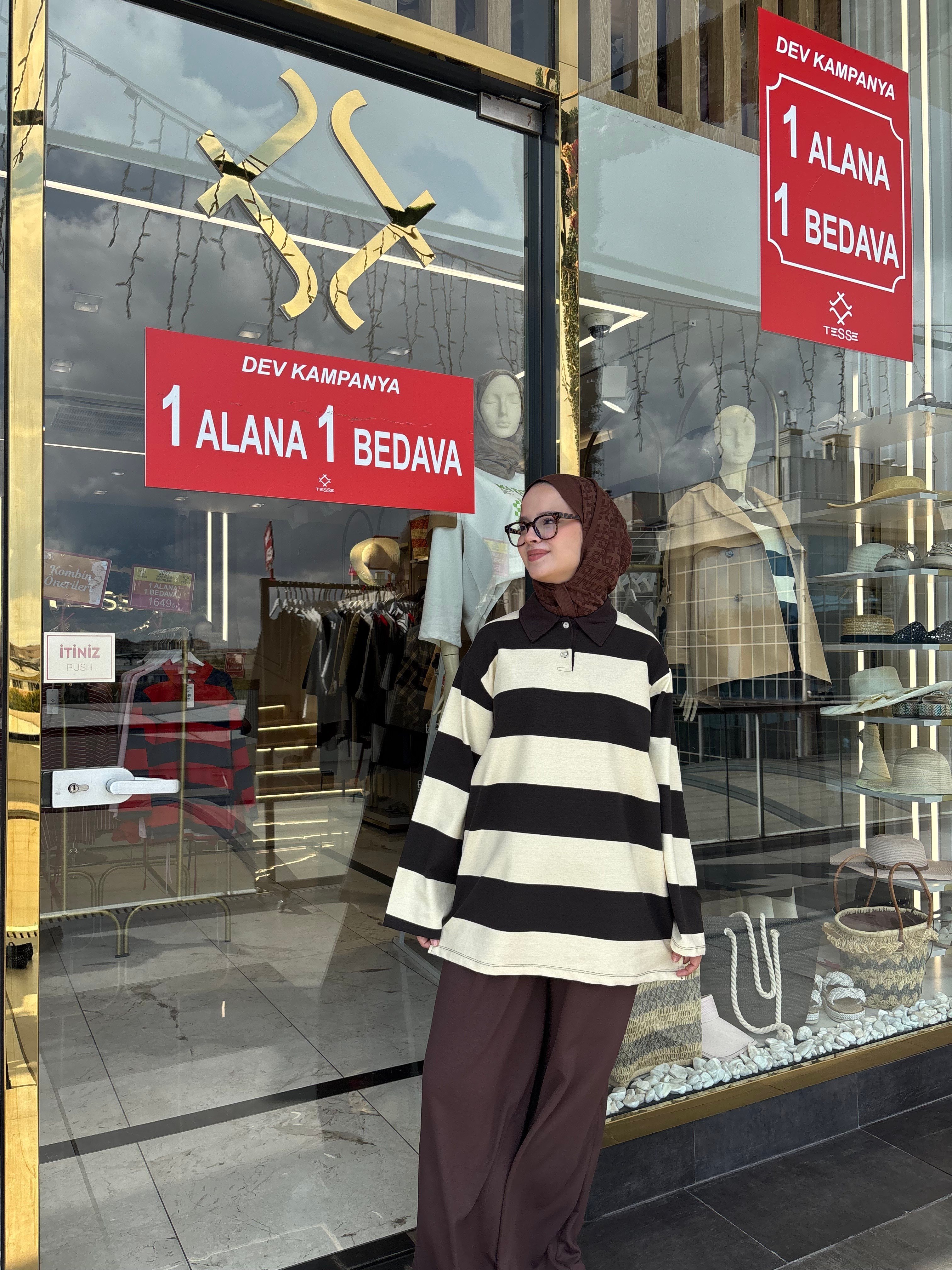 KAHVERENGİ POLO YAKA SWEETSHIRT