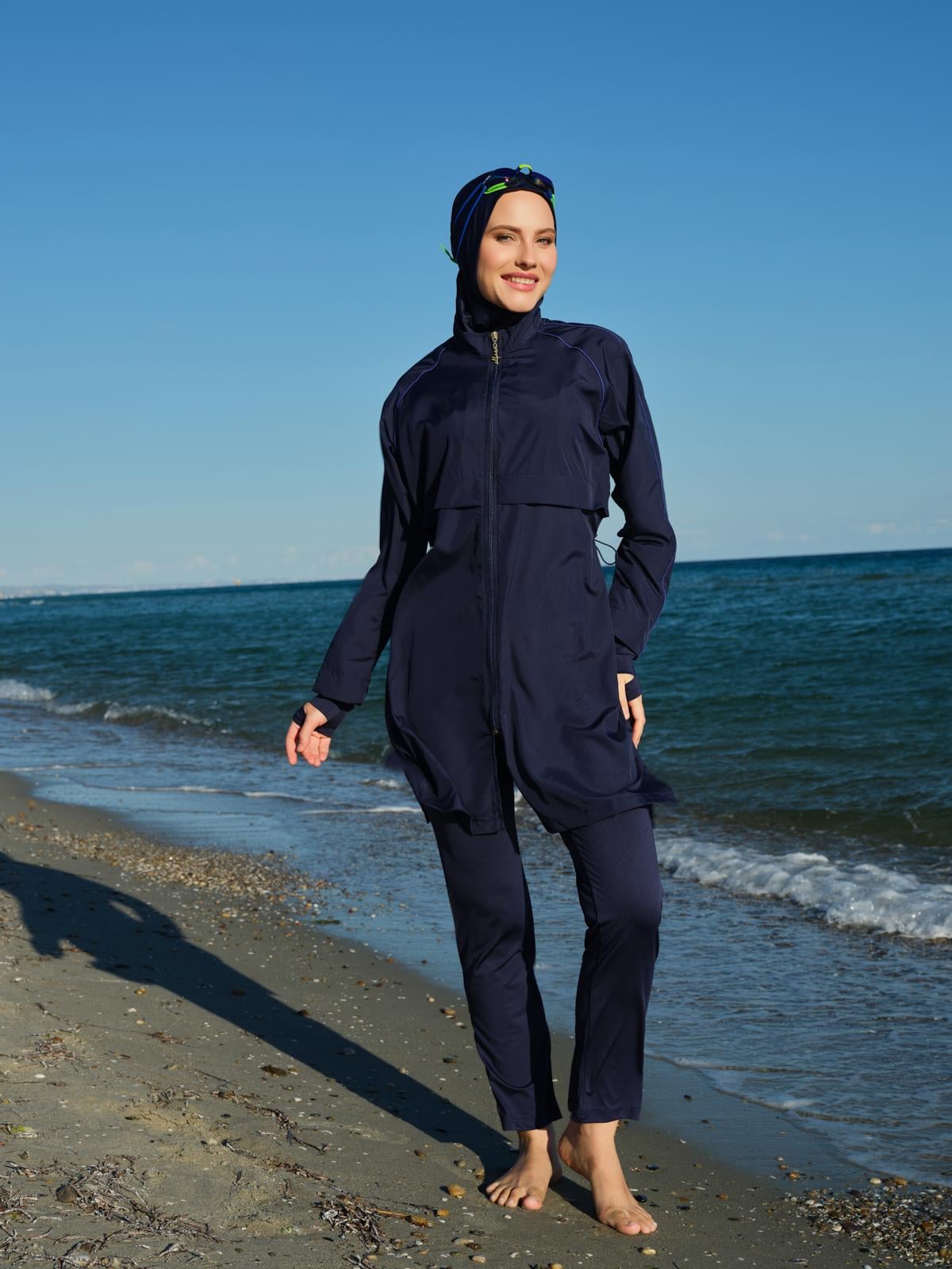 Kıl Biye Detaylı Crop Tessettür Mayo Lacivert