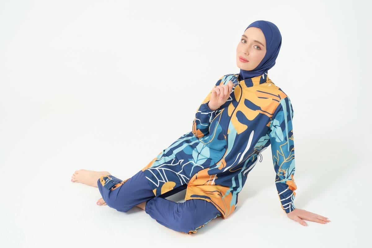 Mila Desenli Tesettür Mayo İndigo