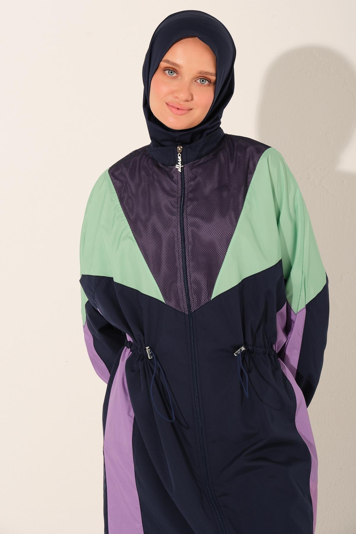Mix Renkli Oversize Uzun Tessettür Mayo lacivert