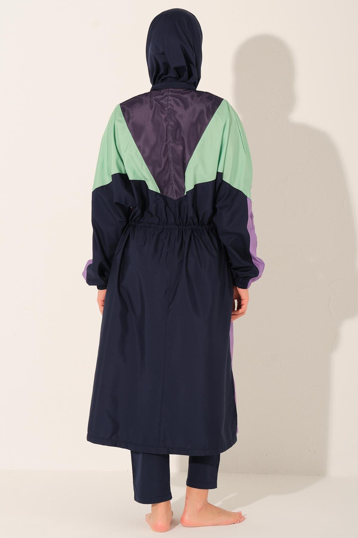 Mix Renkli Oversize Uzun Tessettür Mayo lacivert