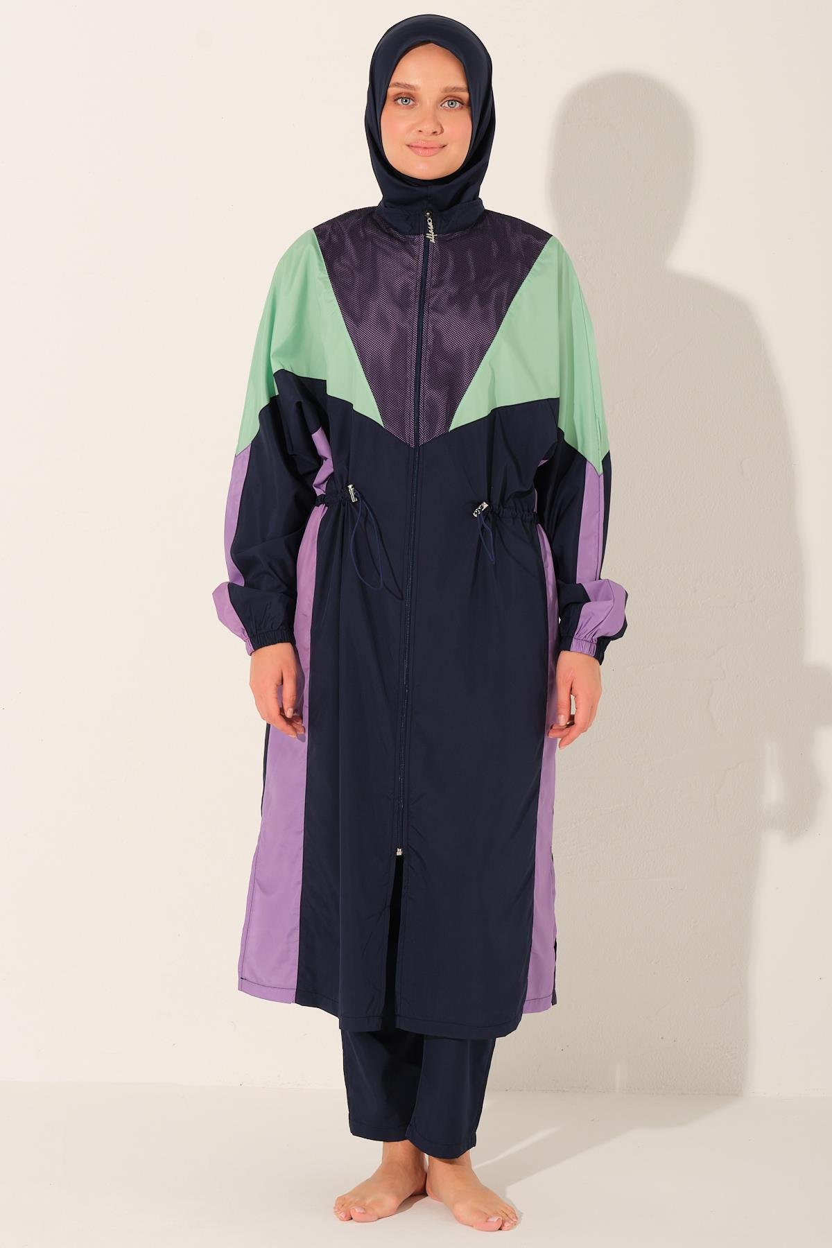 Mix Renkli Oversize Uzun Tessettür Mayo lacivert