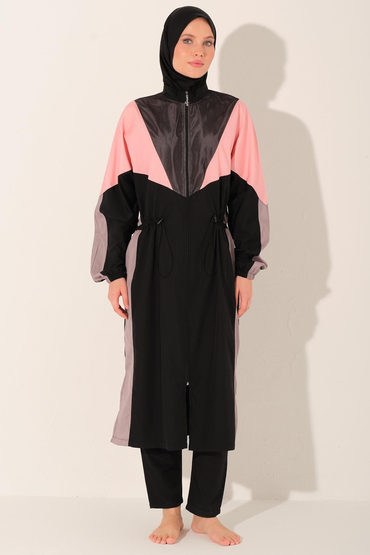 Mix Renkli Oversize Uzun Tessettür Mayo siyah