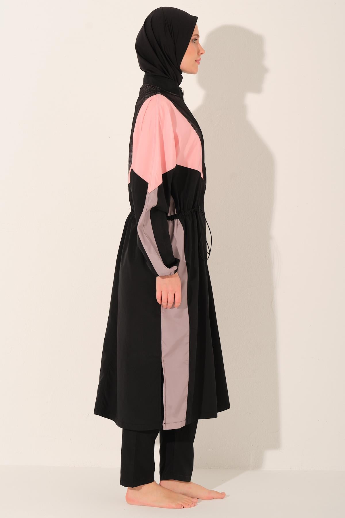 Mix Renkli Oversize Uzun Tessettür Mayo siyah