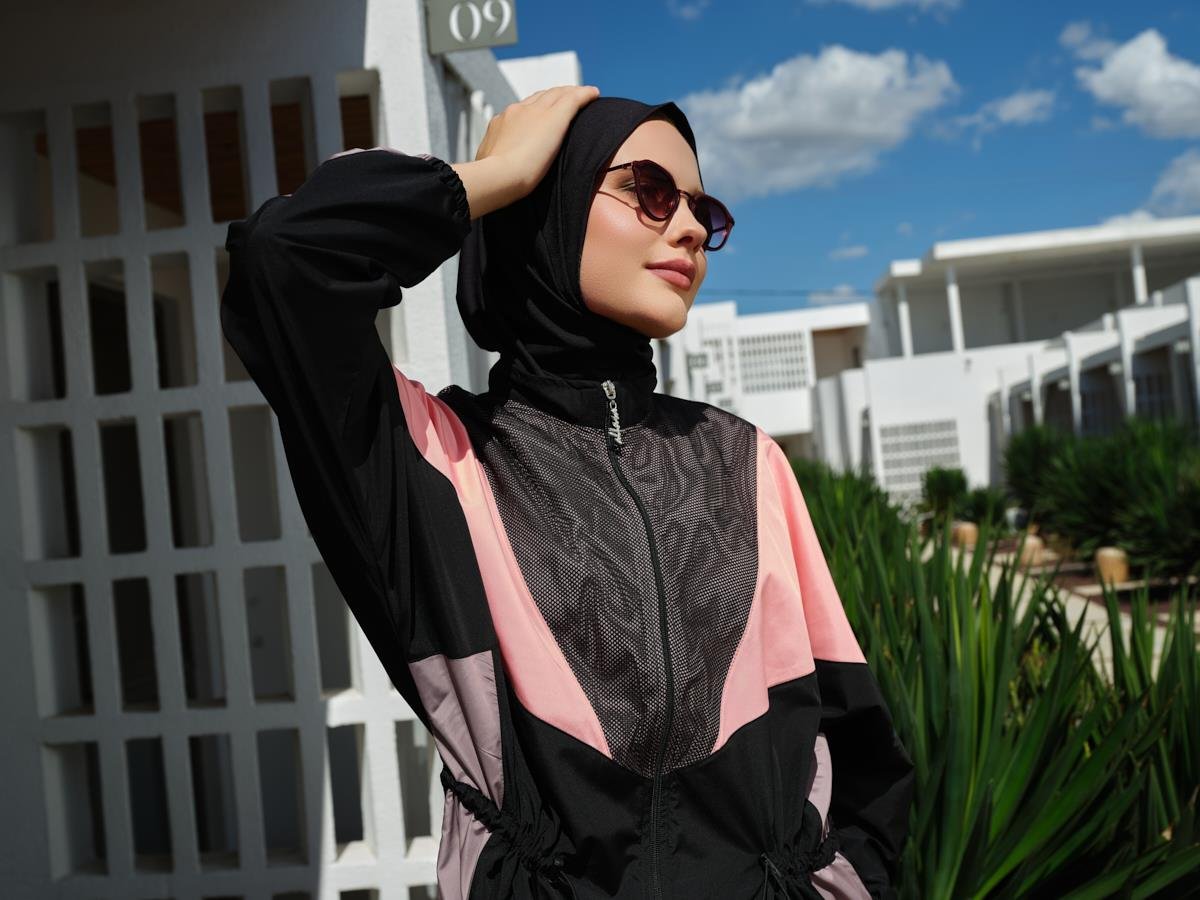 Mix Renkli Oversize Uzun Tessettür Mayo siyah