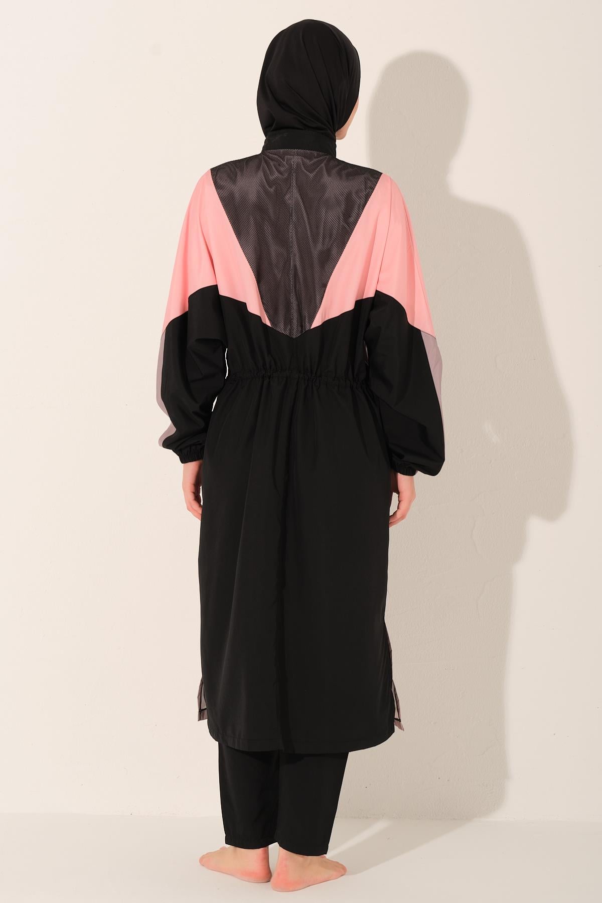 Mix Renkli Oversize Uzun Tessettür Mayo siyah