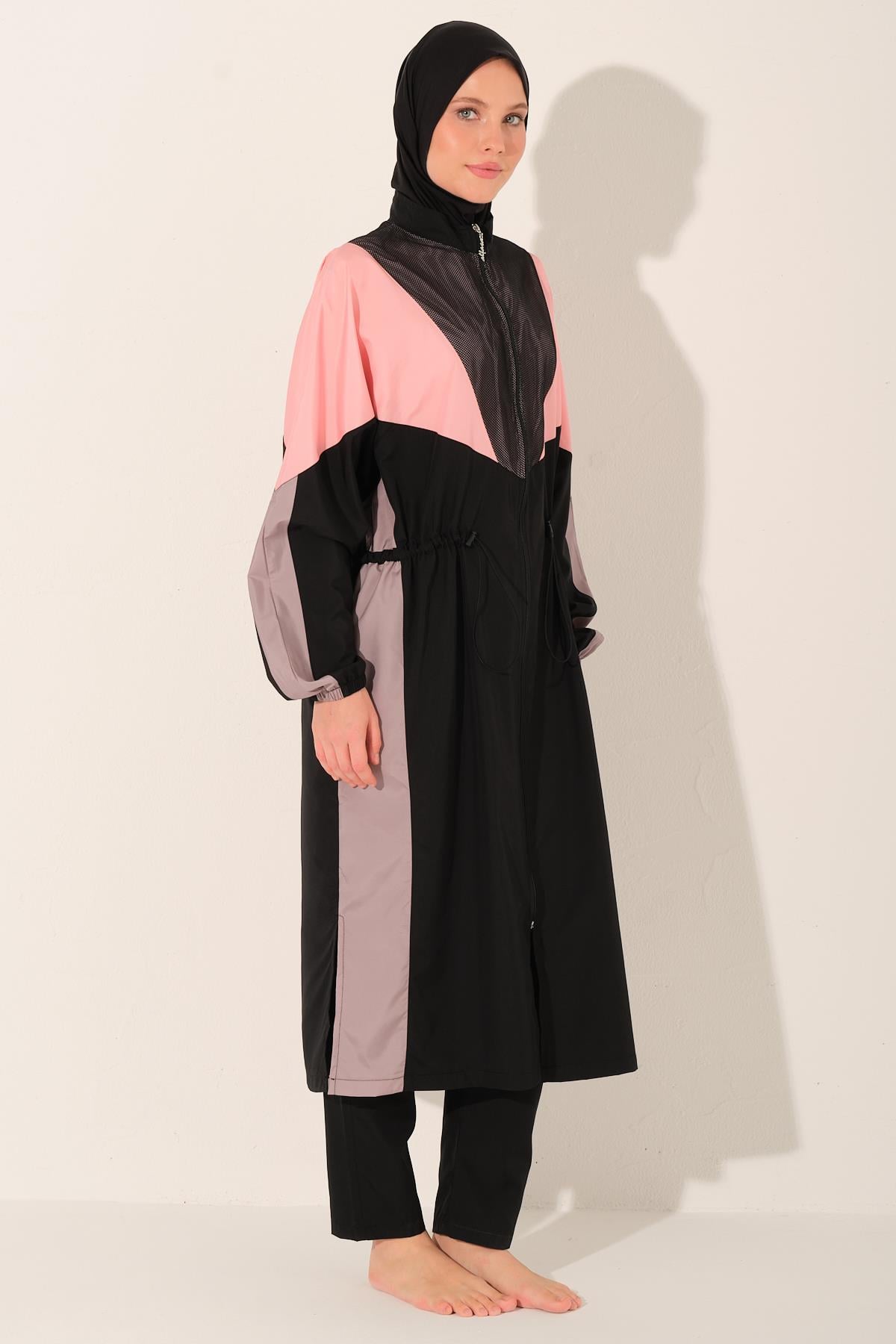Mix Renkli Oversize Uzun Tessettür Mayo siyah