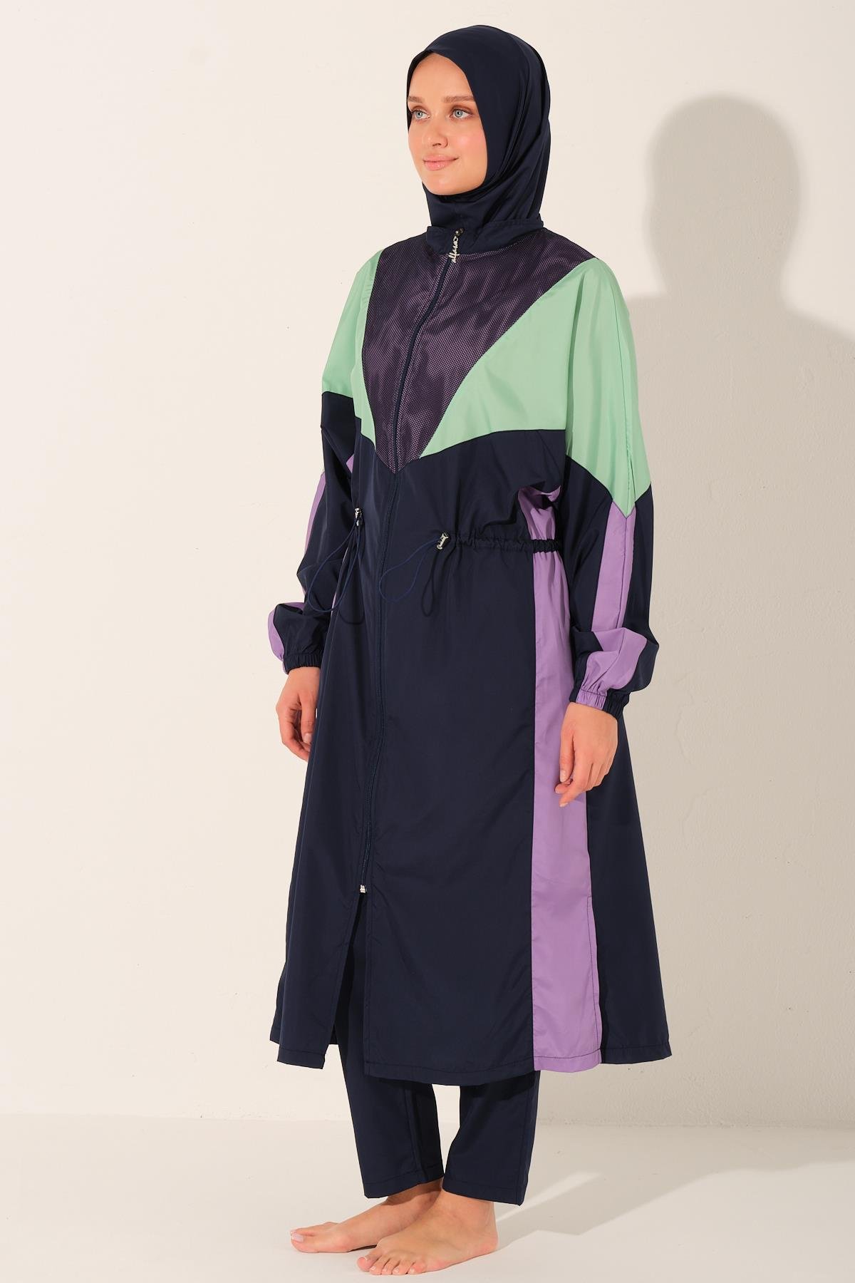 Mix Renkli Oversize Uzun Tessettür Mayo lacivert