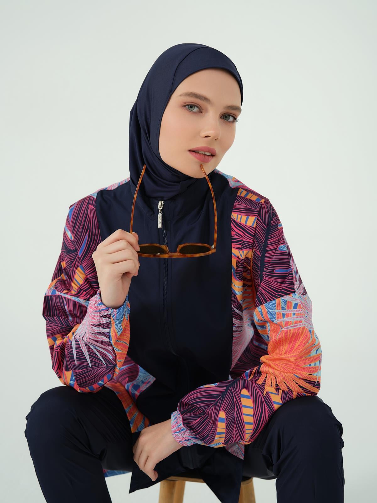 Mona Şapkalı Tesettür Mayo Pembe