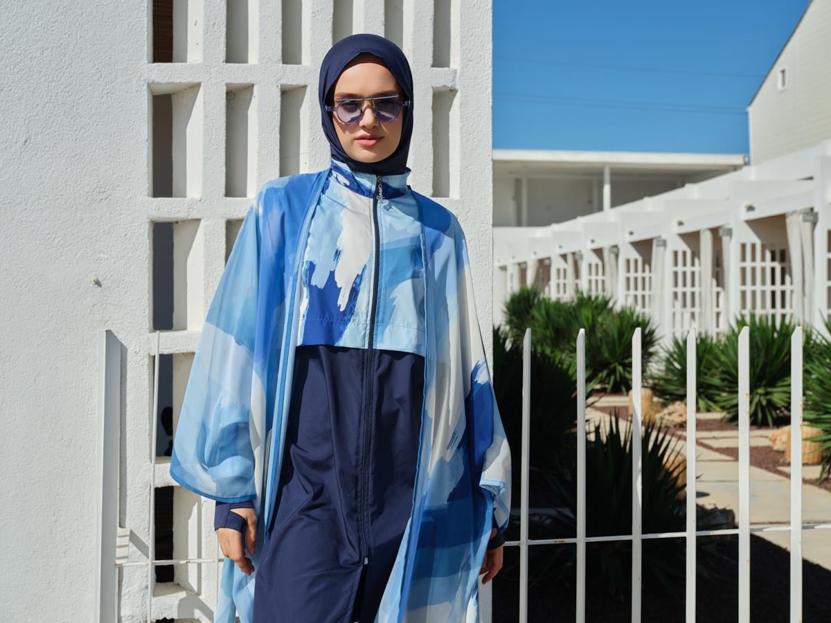 Parmak Geçirmeli Crop Tessettür Mayo Lacivert