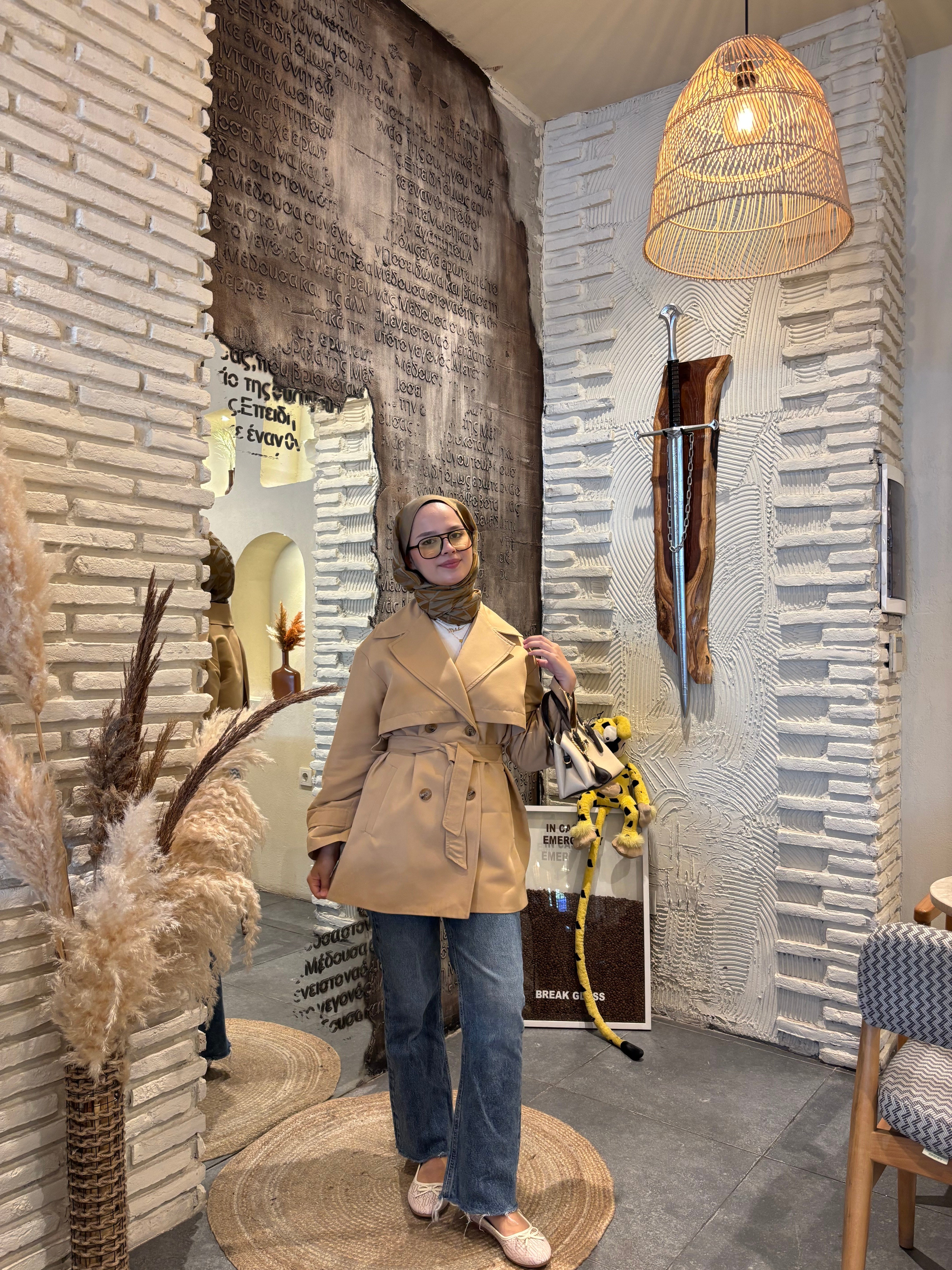 PREMİUM KISA TRENÇ KOT CAMEL