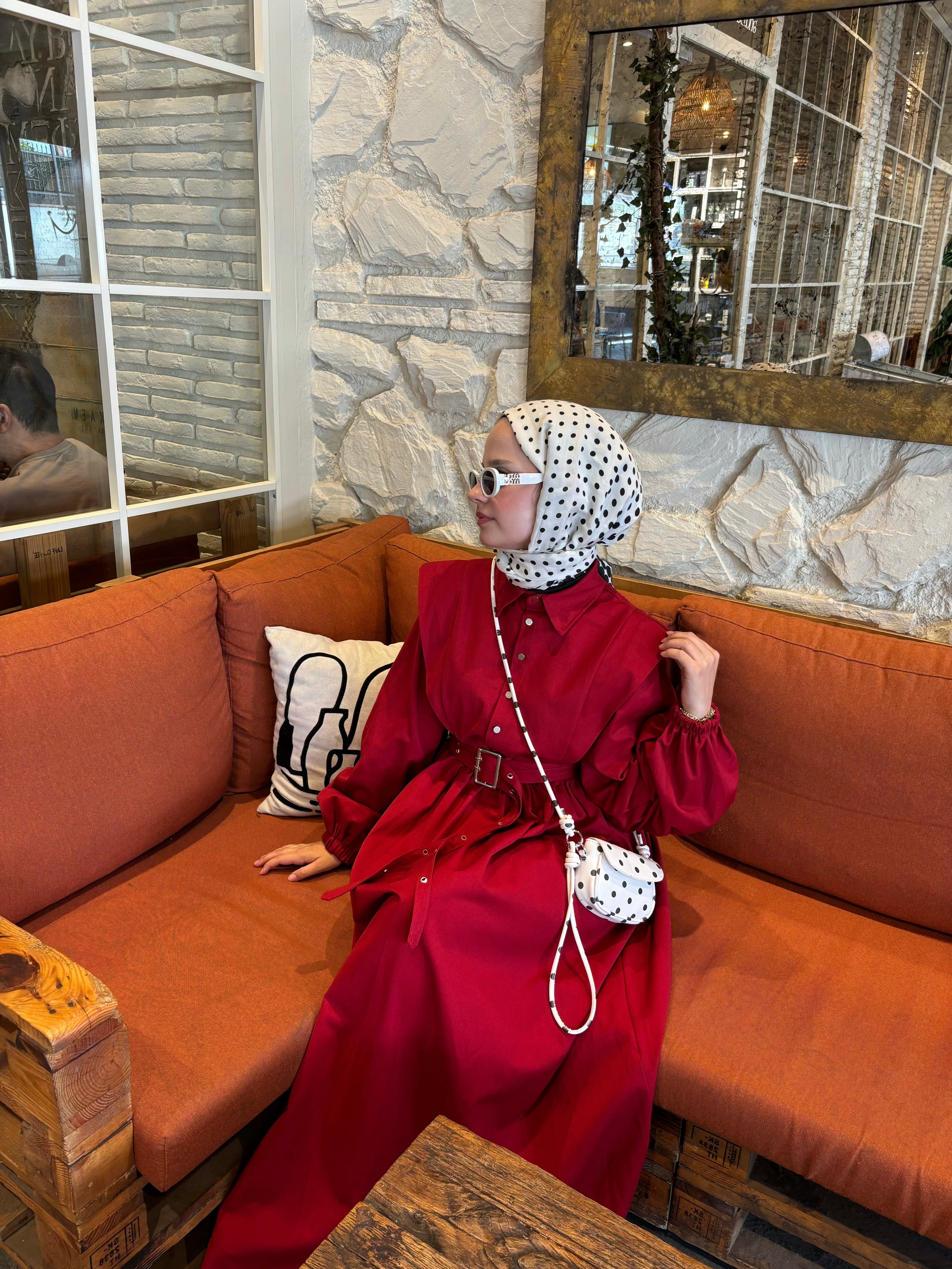 PREMİUM KOT ELBİSE KIRMIZI