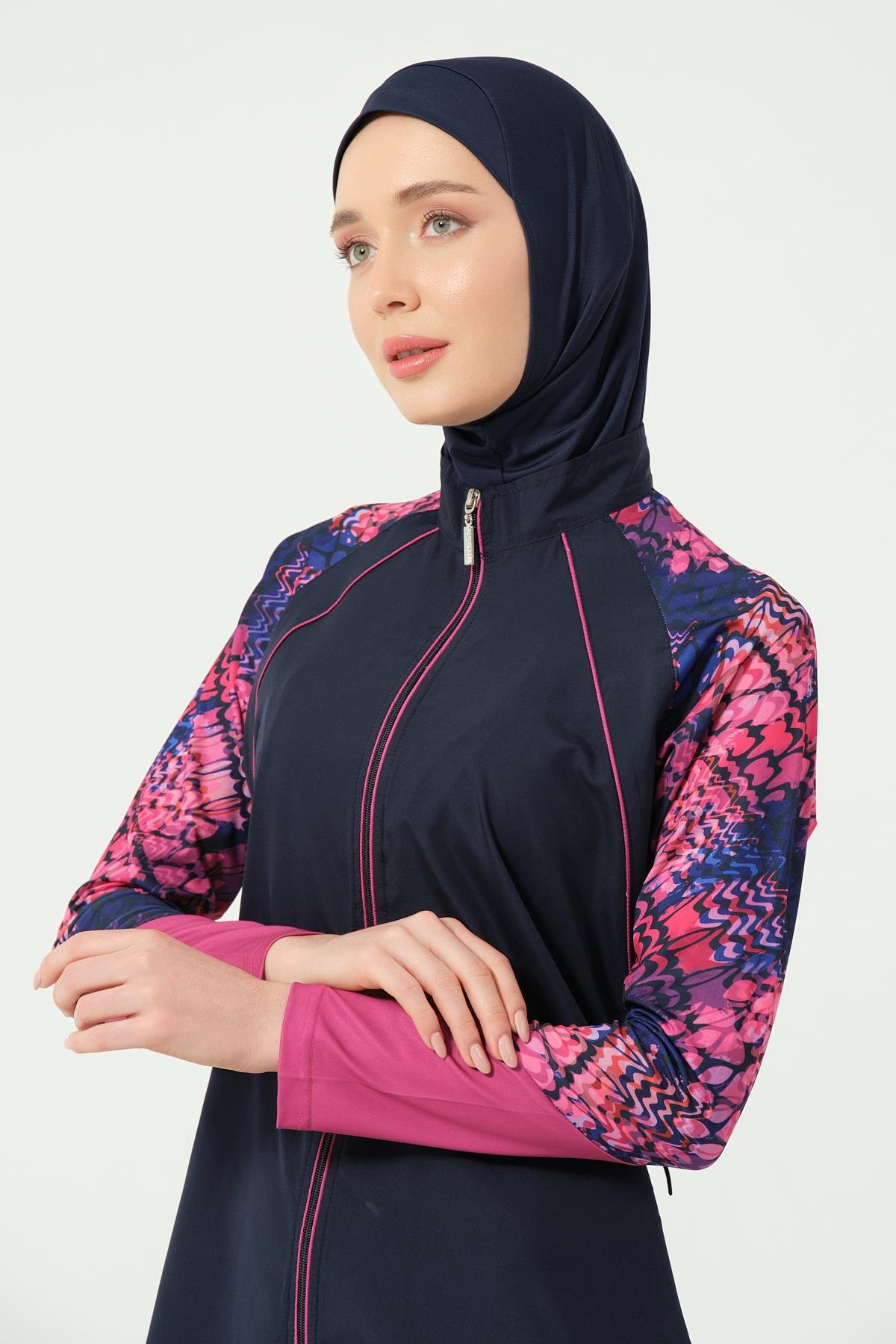 Reglan Kol Detaylı Tesettür Mayo Lacivert