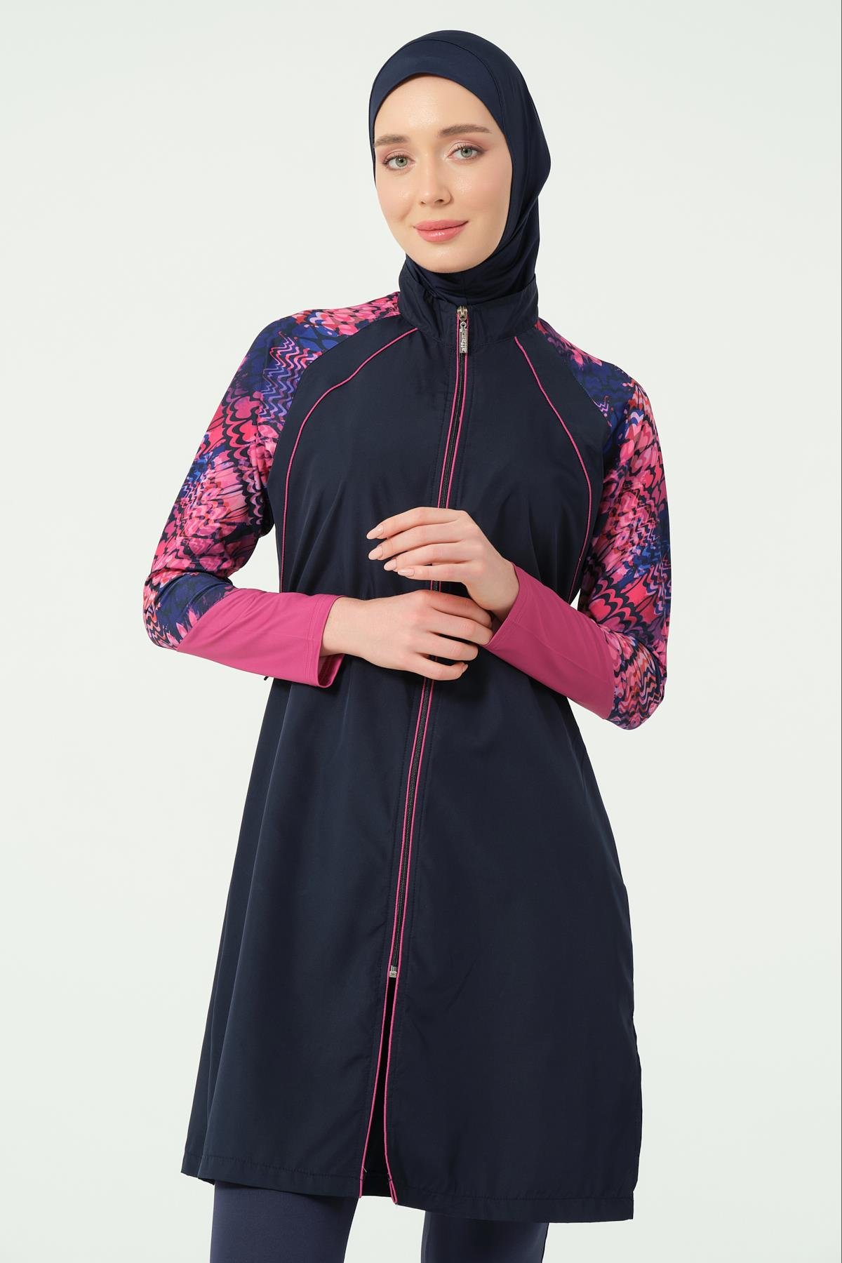 Reglan Kol Detaylı Tesettür Mayo Lacivert