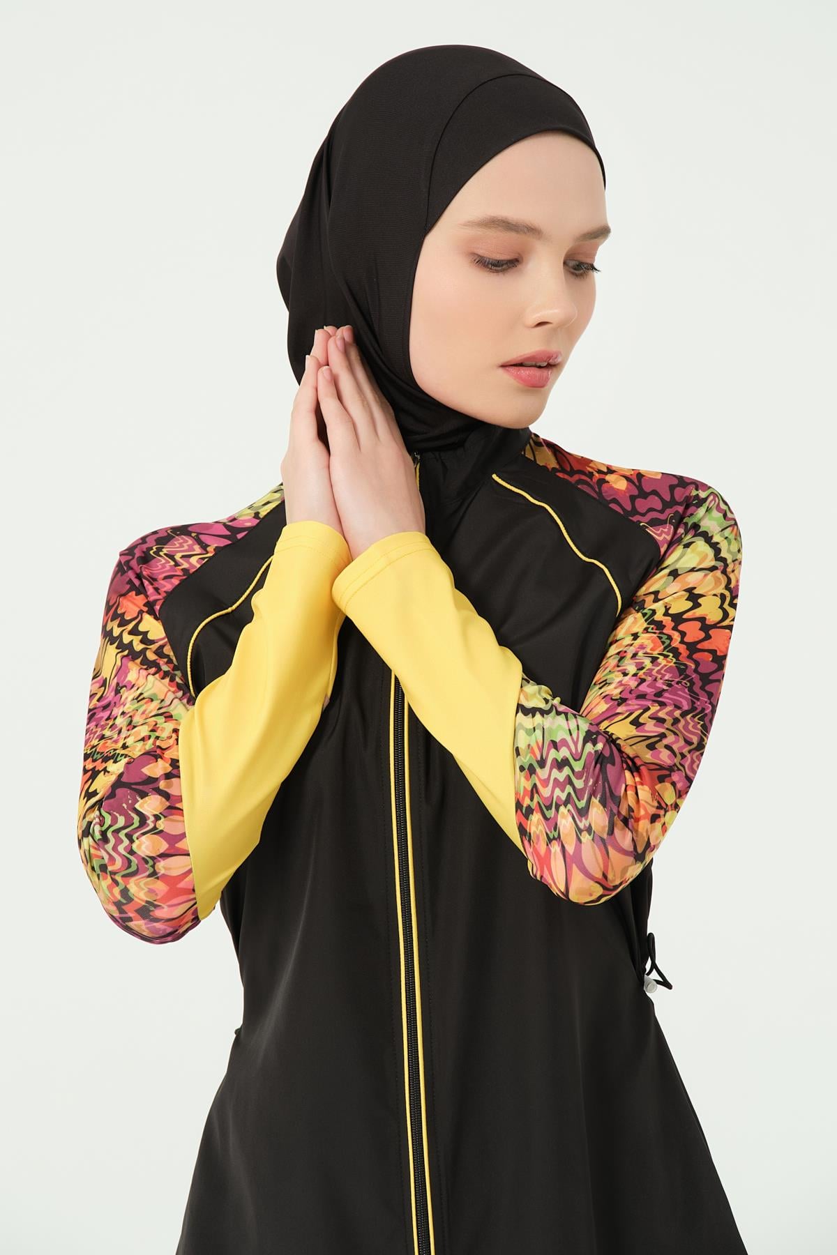 Reglan Kol Detaylı Tesettür Mayo Siyah