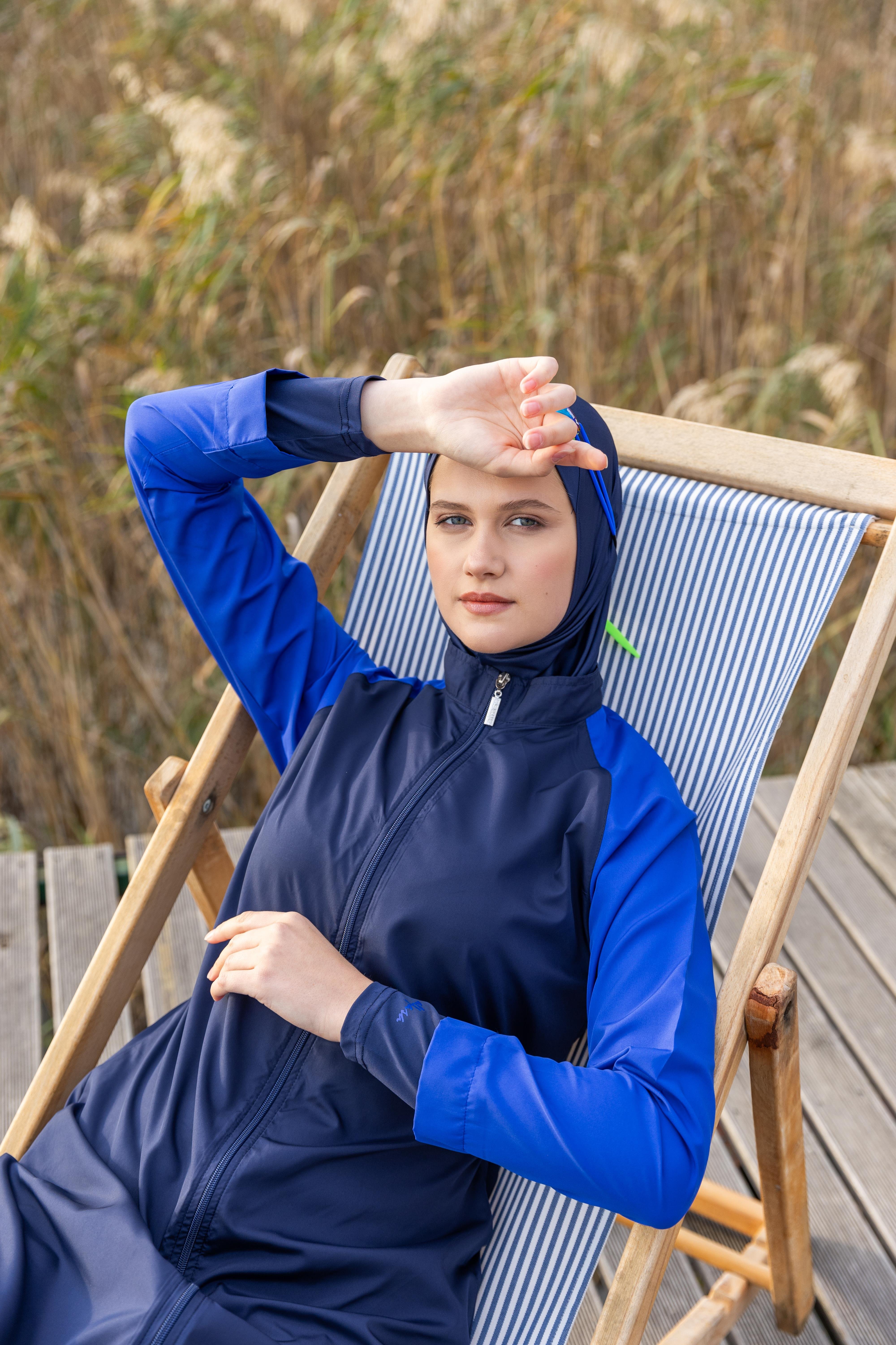 Spor Reglan Kol Uzun Tesettür Mayo Lacivert