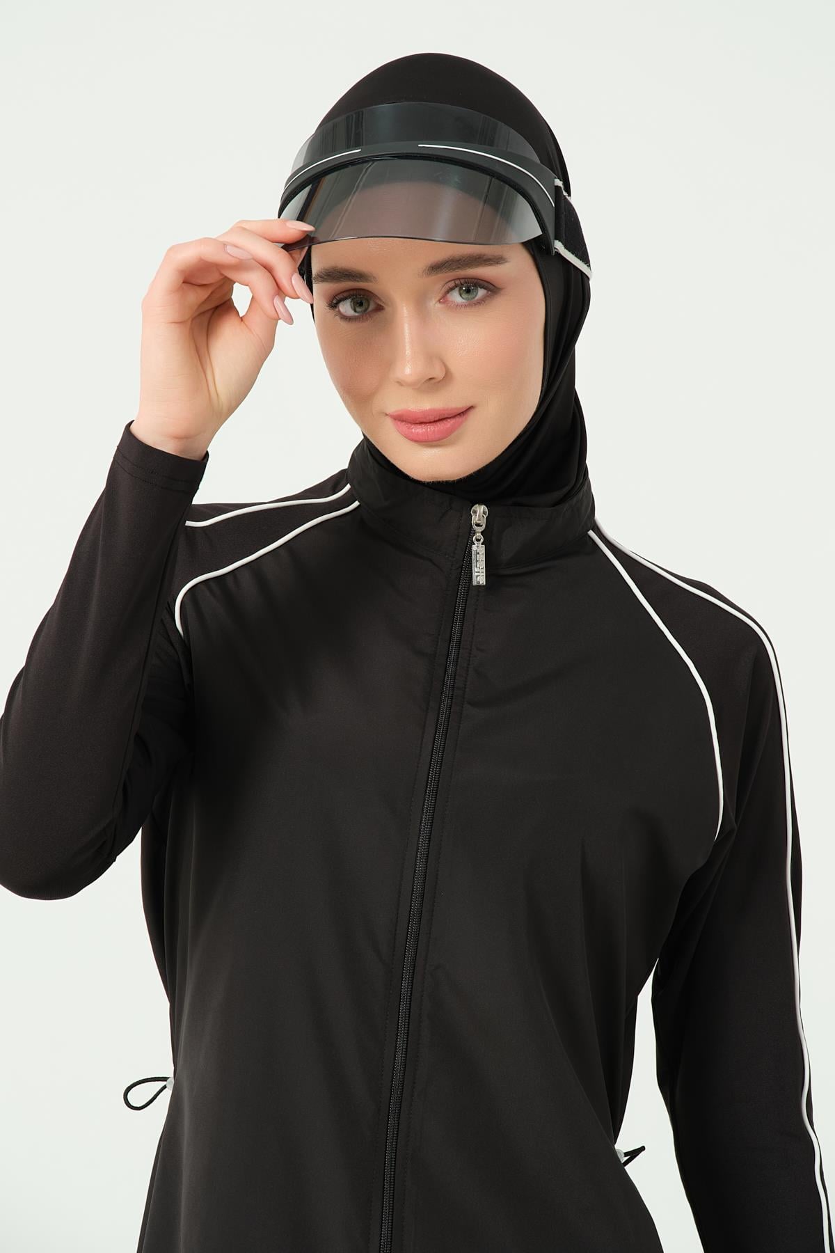 Spor Uzun Tesettür Mayo Siyah