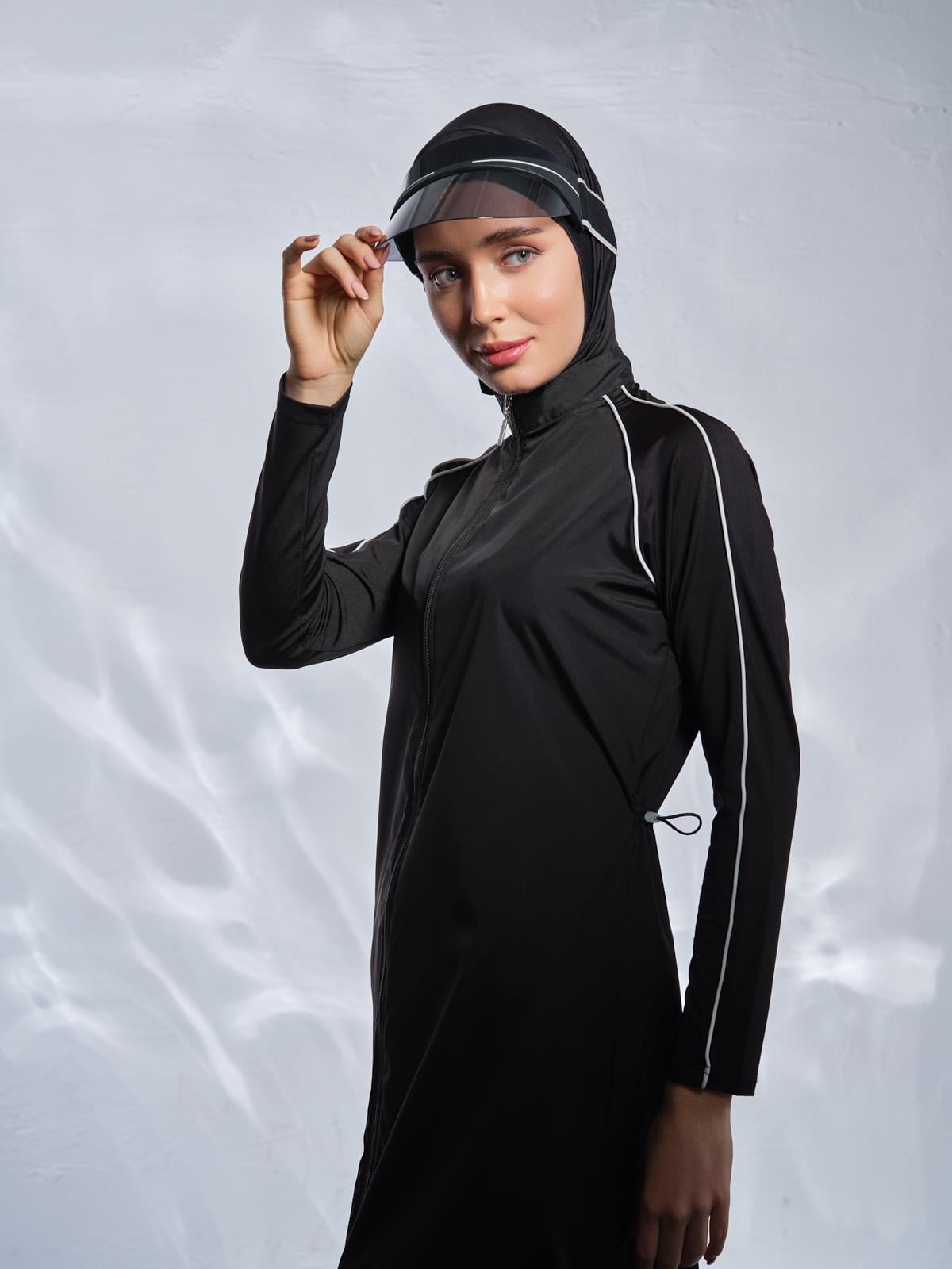 Spor Uzun Tesettür Mayo Siyah