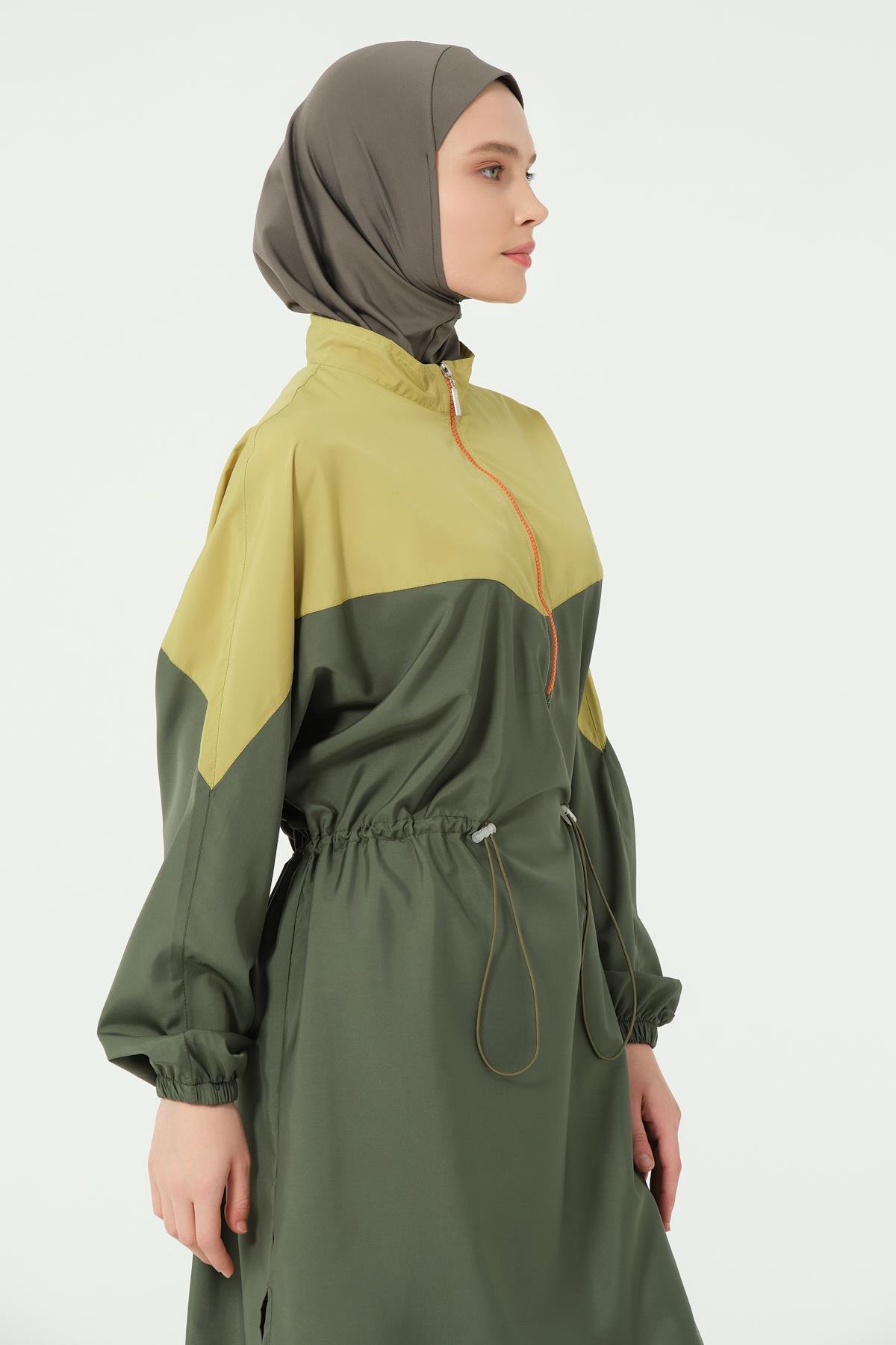 Vigor Oversize Uzun Tesettür Mayo Yağ Yeşili