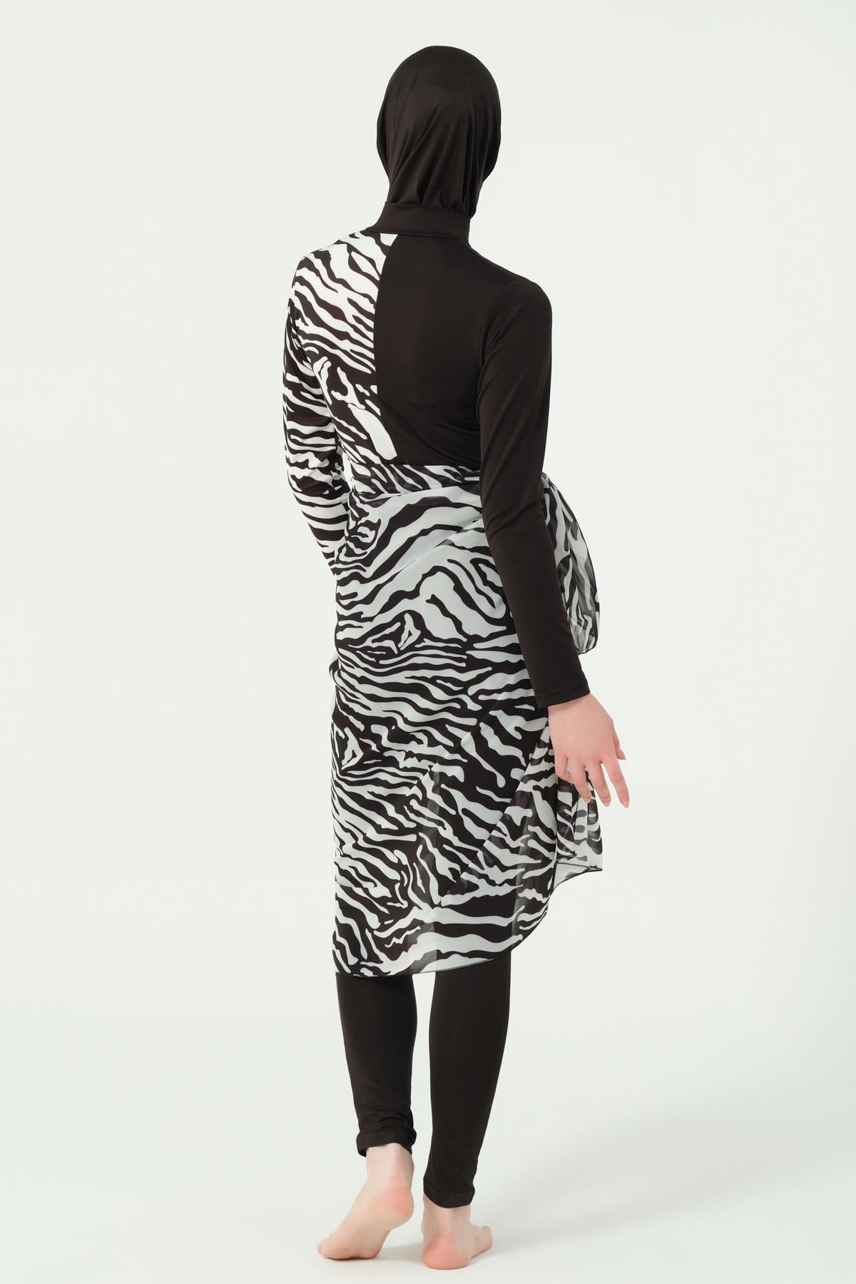 Zebra Desenli Tulum Mayo Siyah