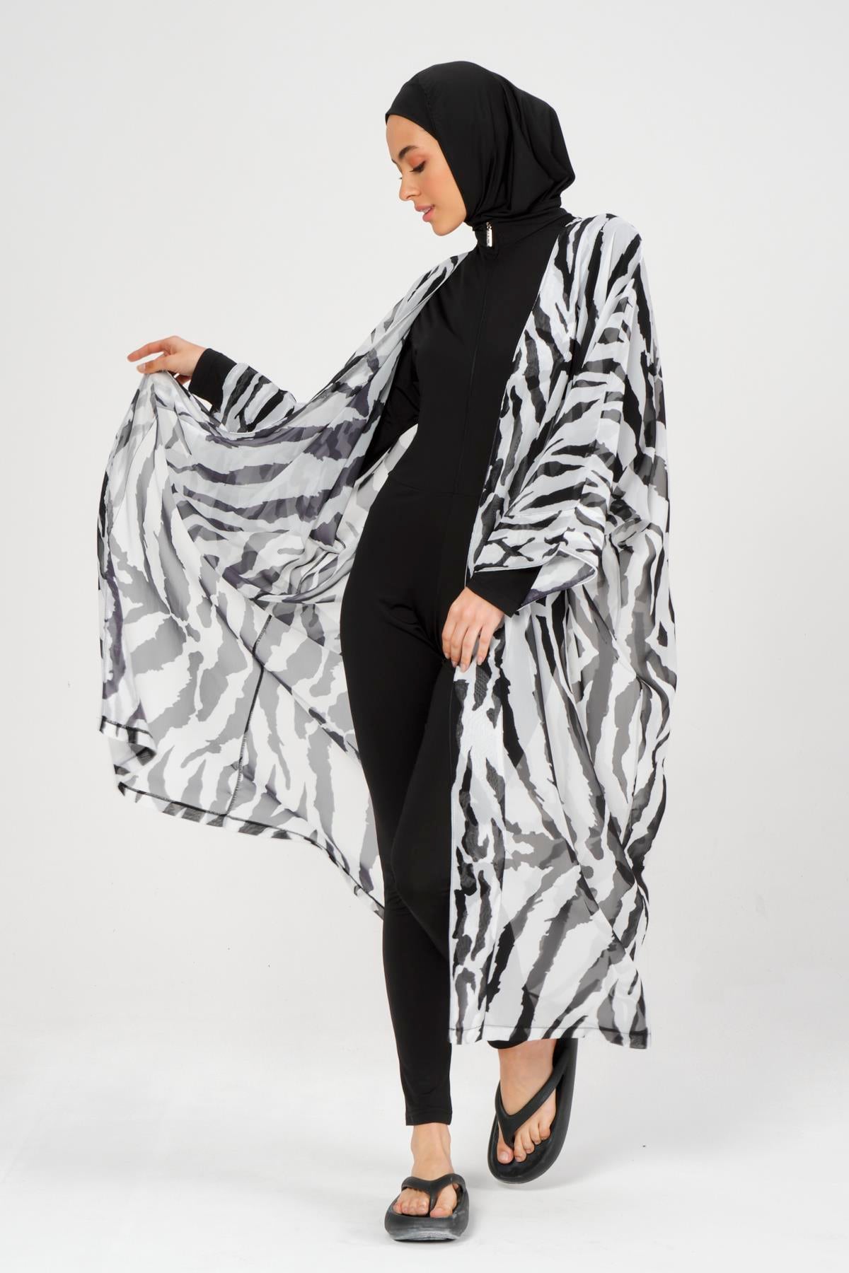 Zebra Kemerli Pareo Siyah
