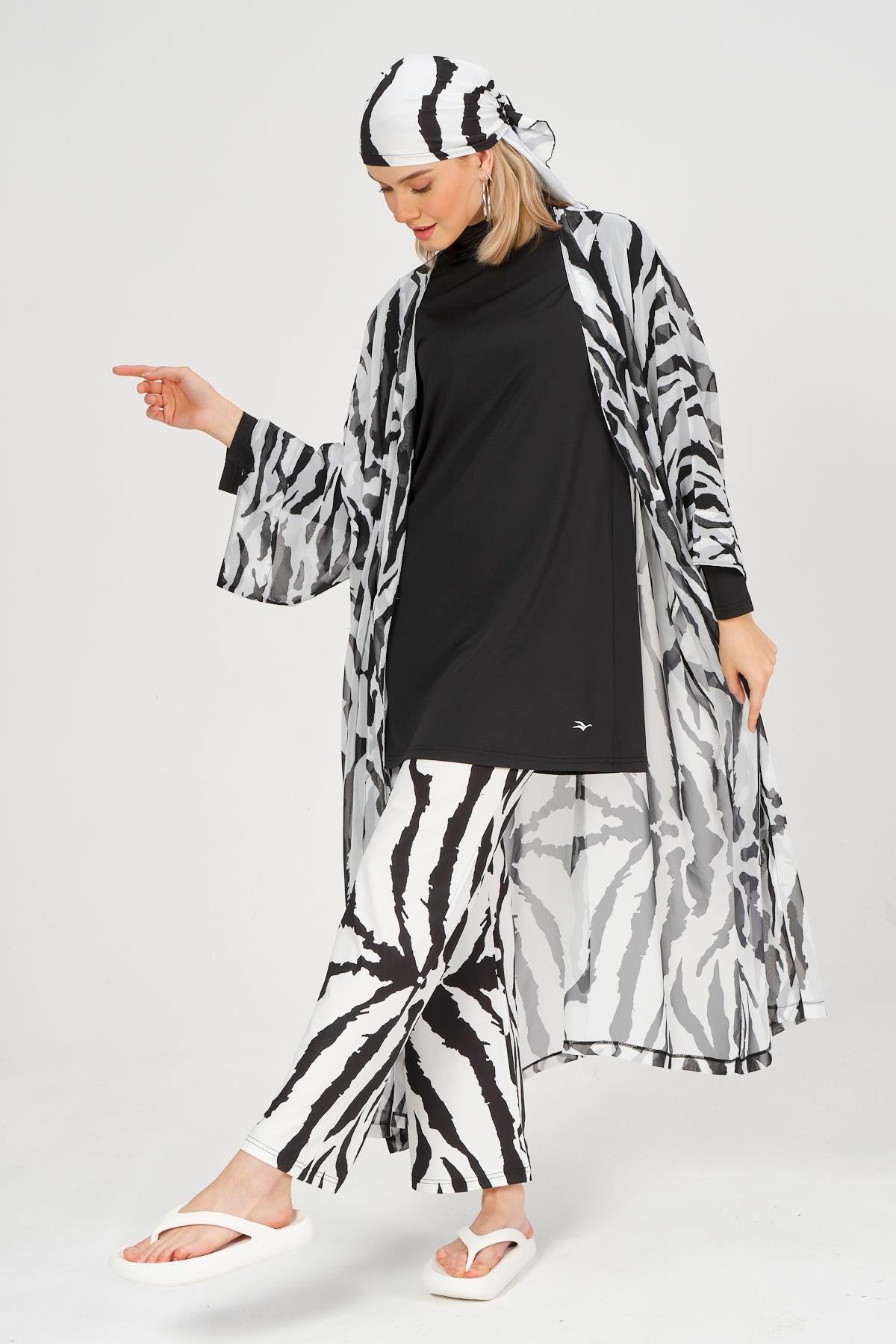 Zebra Kemerli Pareo Siyah