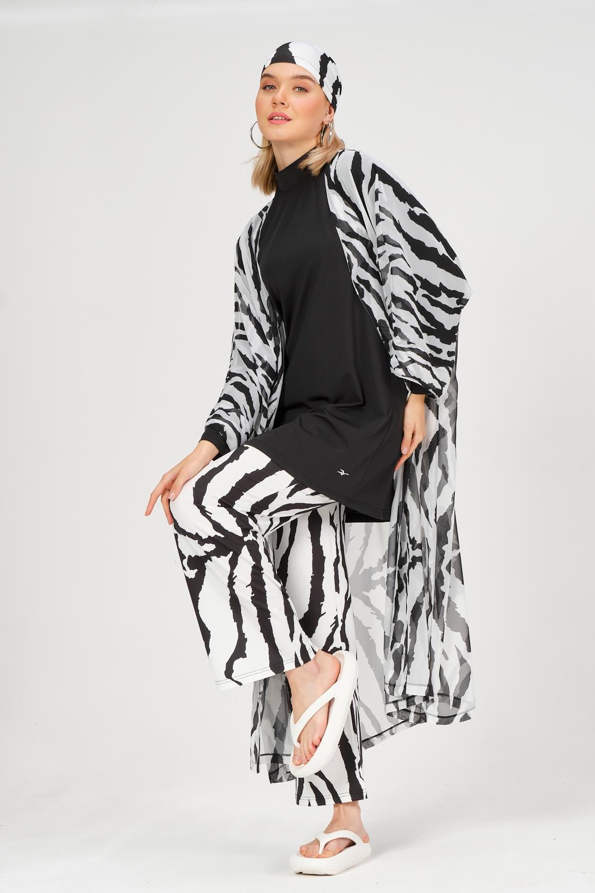 Zebra Kemerli Pareo Siyah