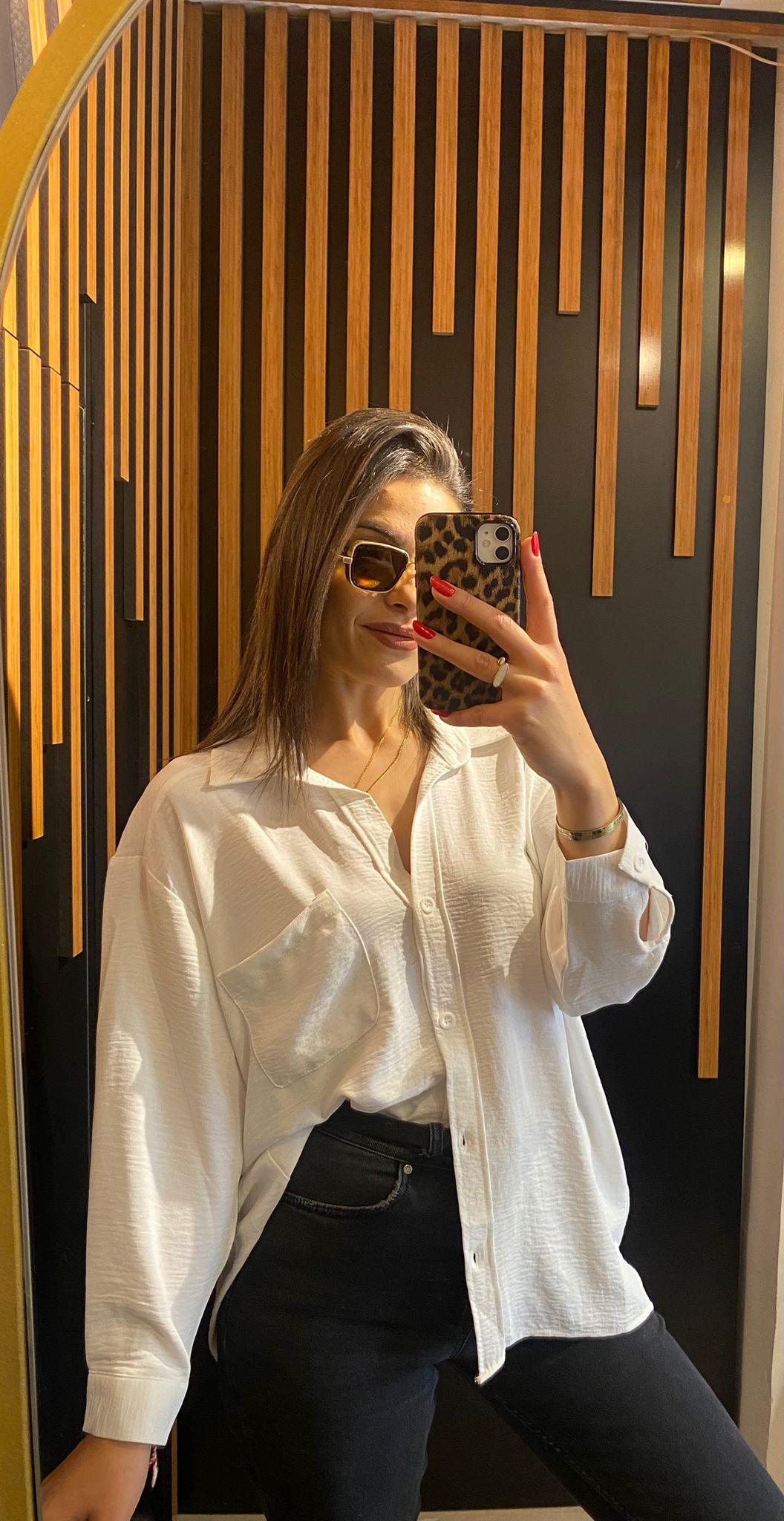 AYROBİN KUMAŞ TEK CEP OVERSİZE GÖMLEK