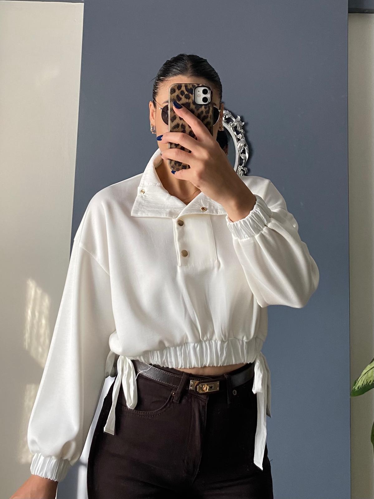 BEYAZ CROP SWEAT