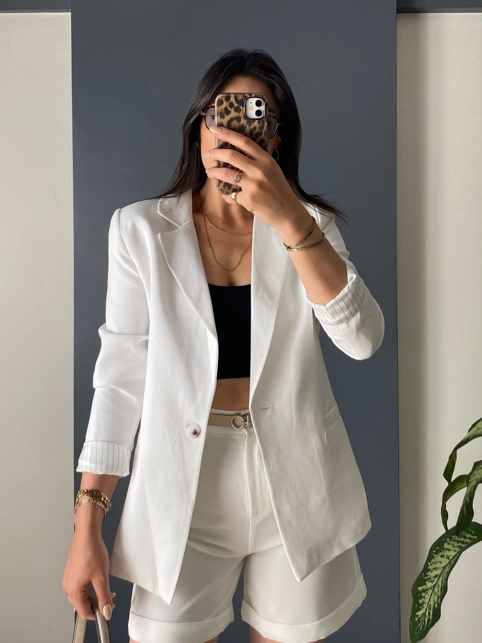 BEYAZ KETEN BLAZER
