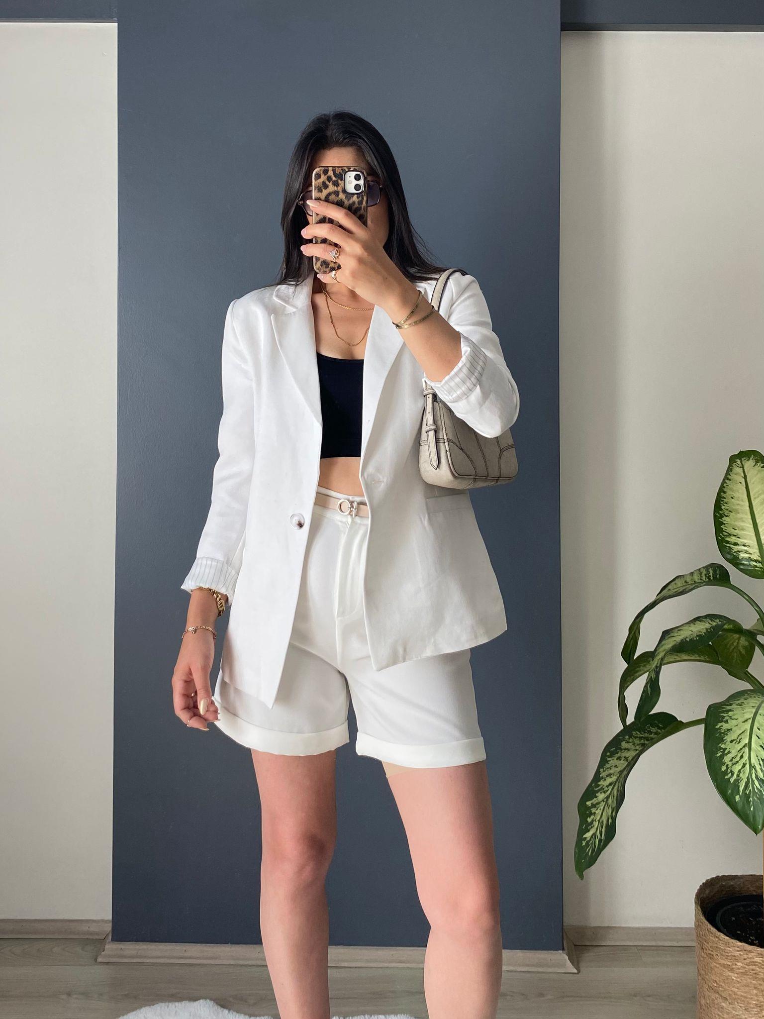 BEYAZ KETEN BLAZER