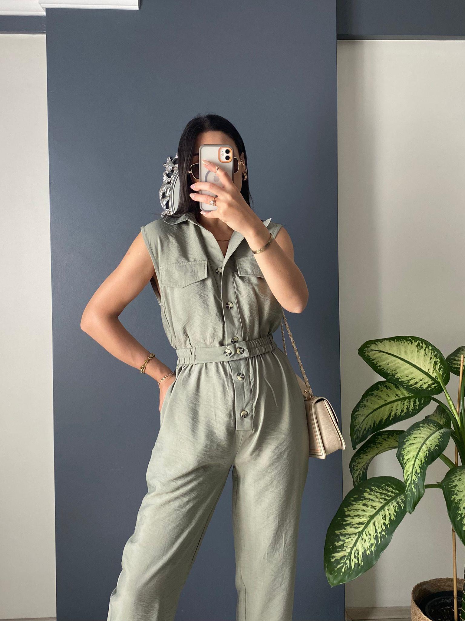 HAKİ BELİ LASTİKLİ SAFARİ SOFT TULUM