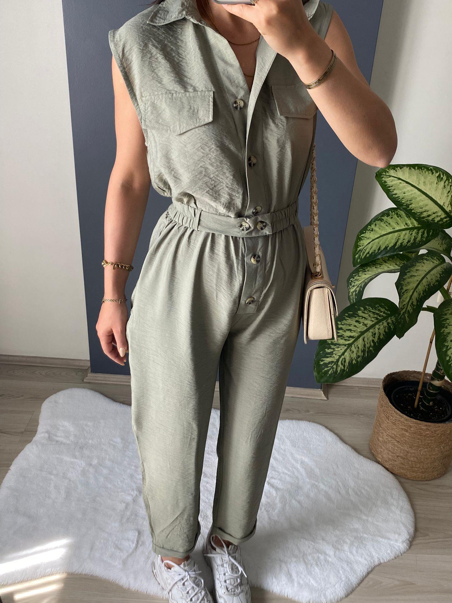 HAKİ BELİ LASTİKLİ SAFARİ SOFT TULUM